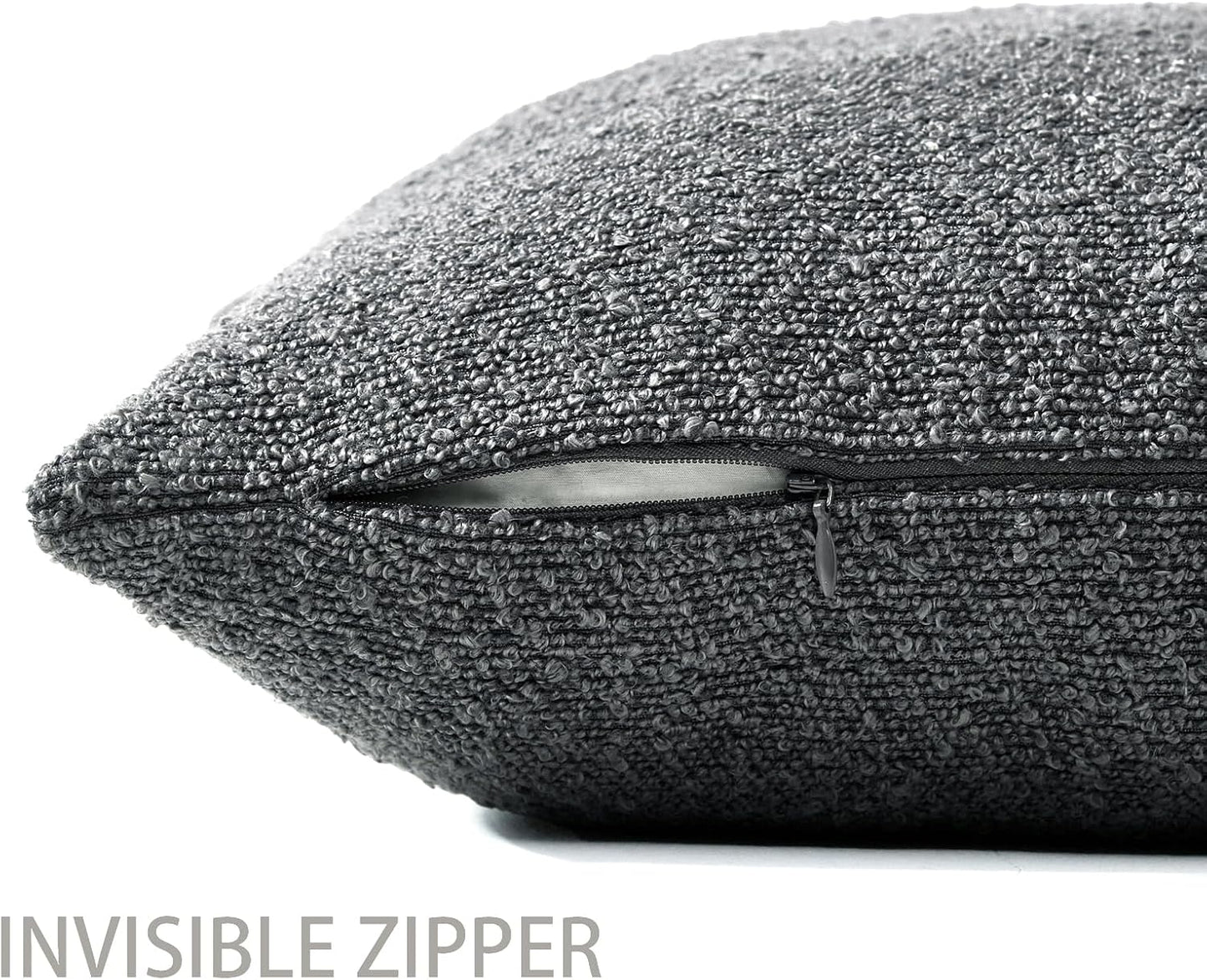 Boucle Throw Pillow Covers / Charcoal / 18 x 18 / Set of 2