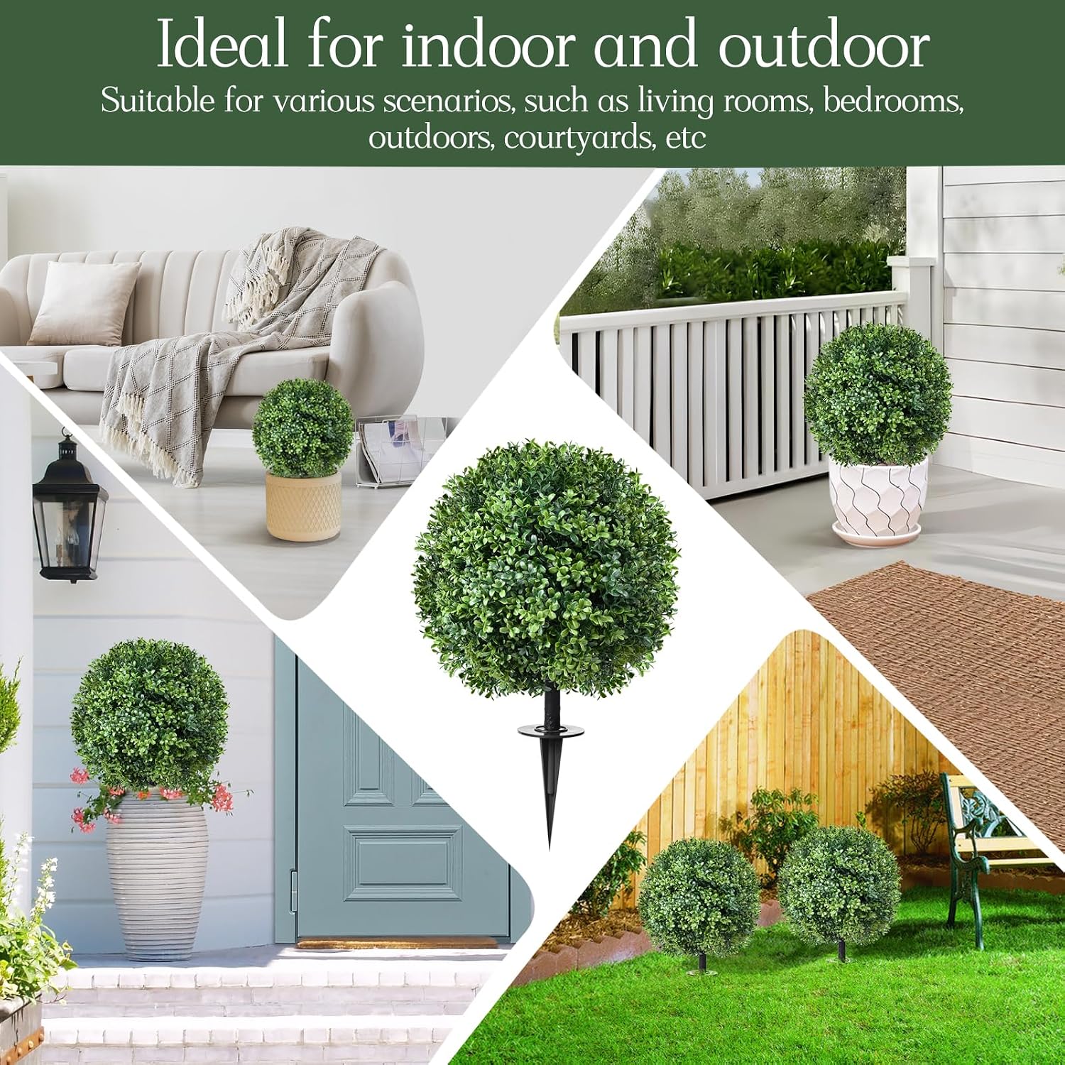 Boxwood Ball Fake Shrubs UV Resistant Faux Plants / Artificial Topiary Boxwood Ball Tree