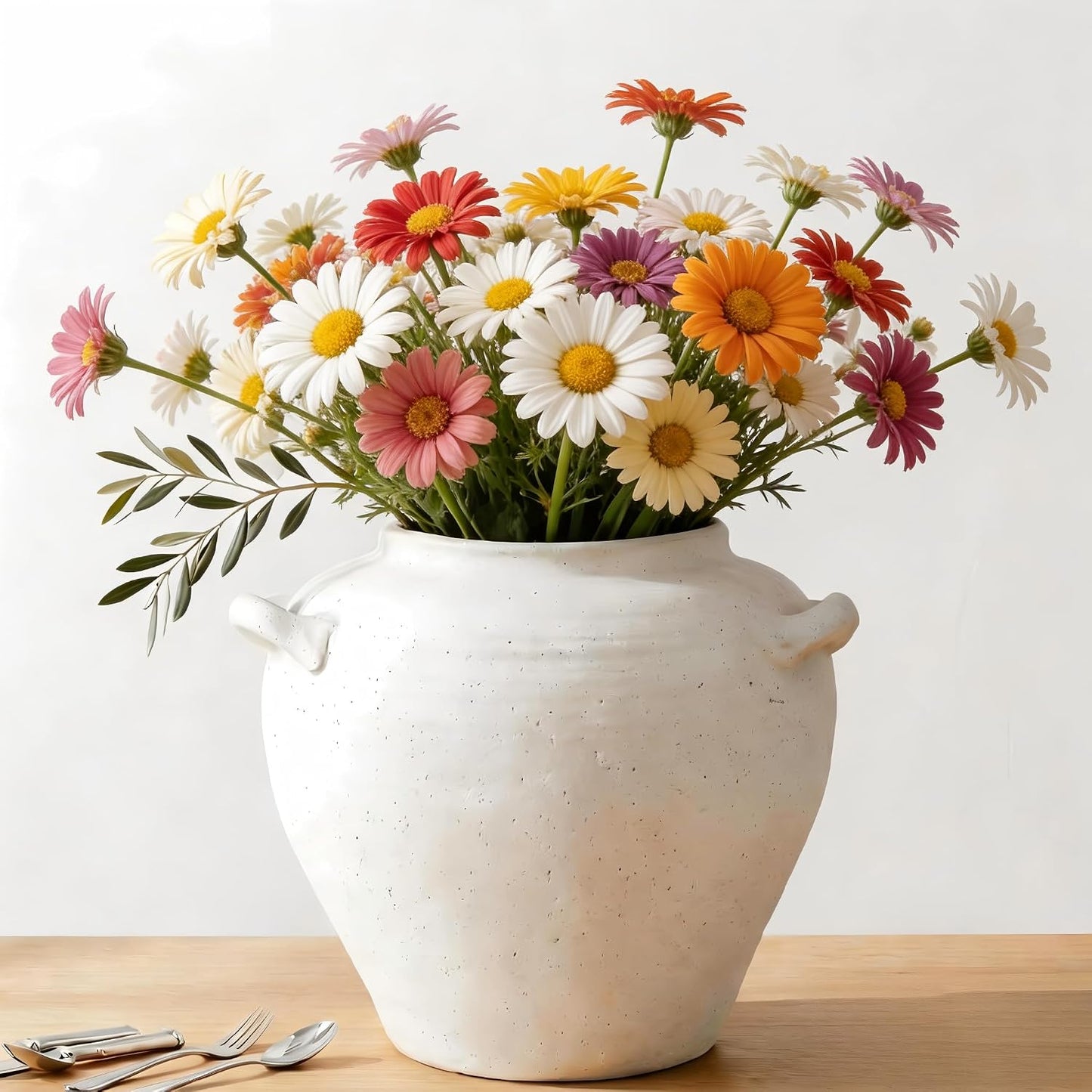 Large White Ceramic Vase Rustic Farmhouse Vase / 7 Inch-white / 7 Inch