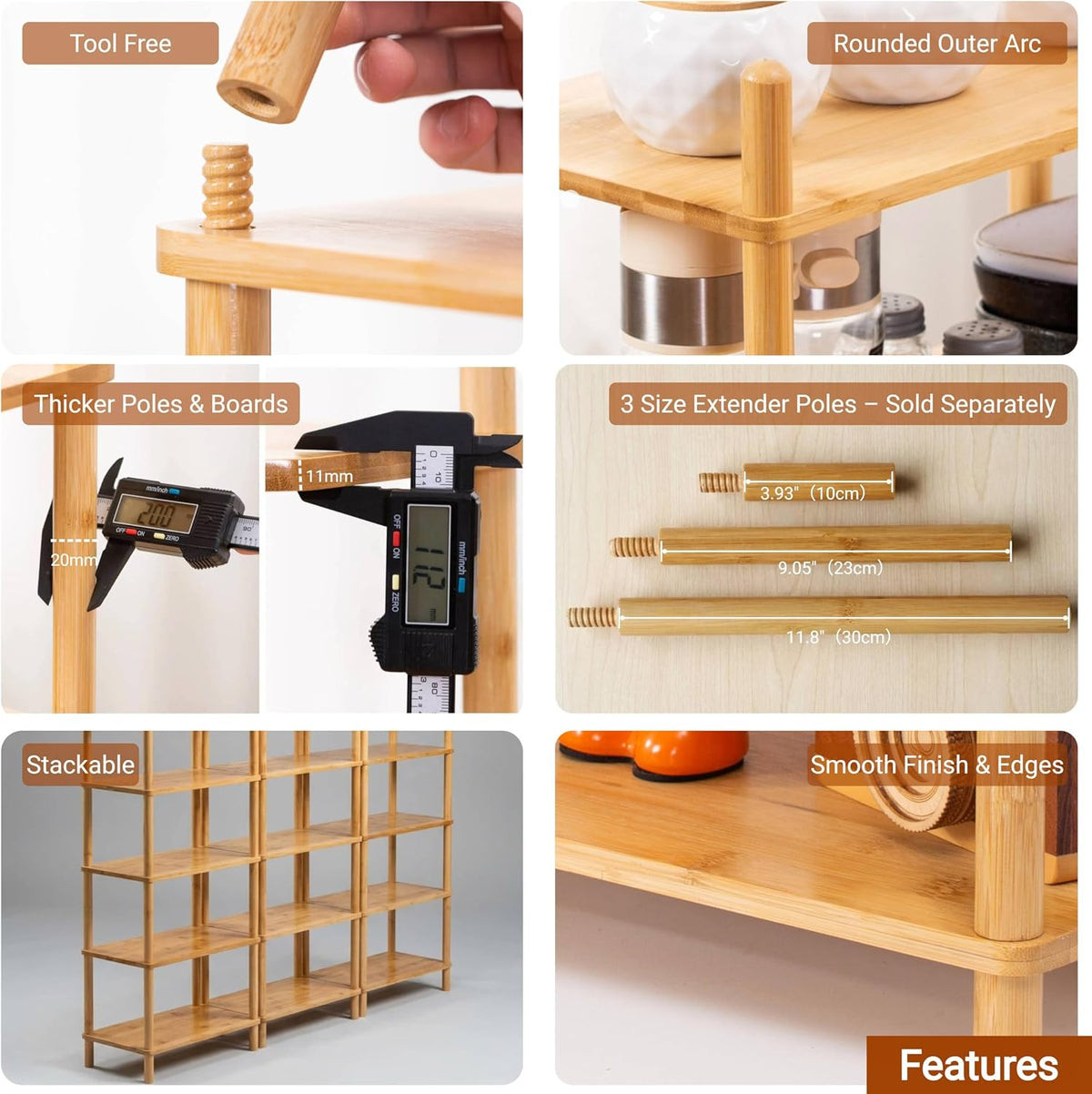 4-Tier Bamboo Coffee Bar Organizer,Coffee Bar Accessories, Mul-tifunctional Wooden Beaded Coffee Station Countertop
