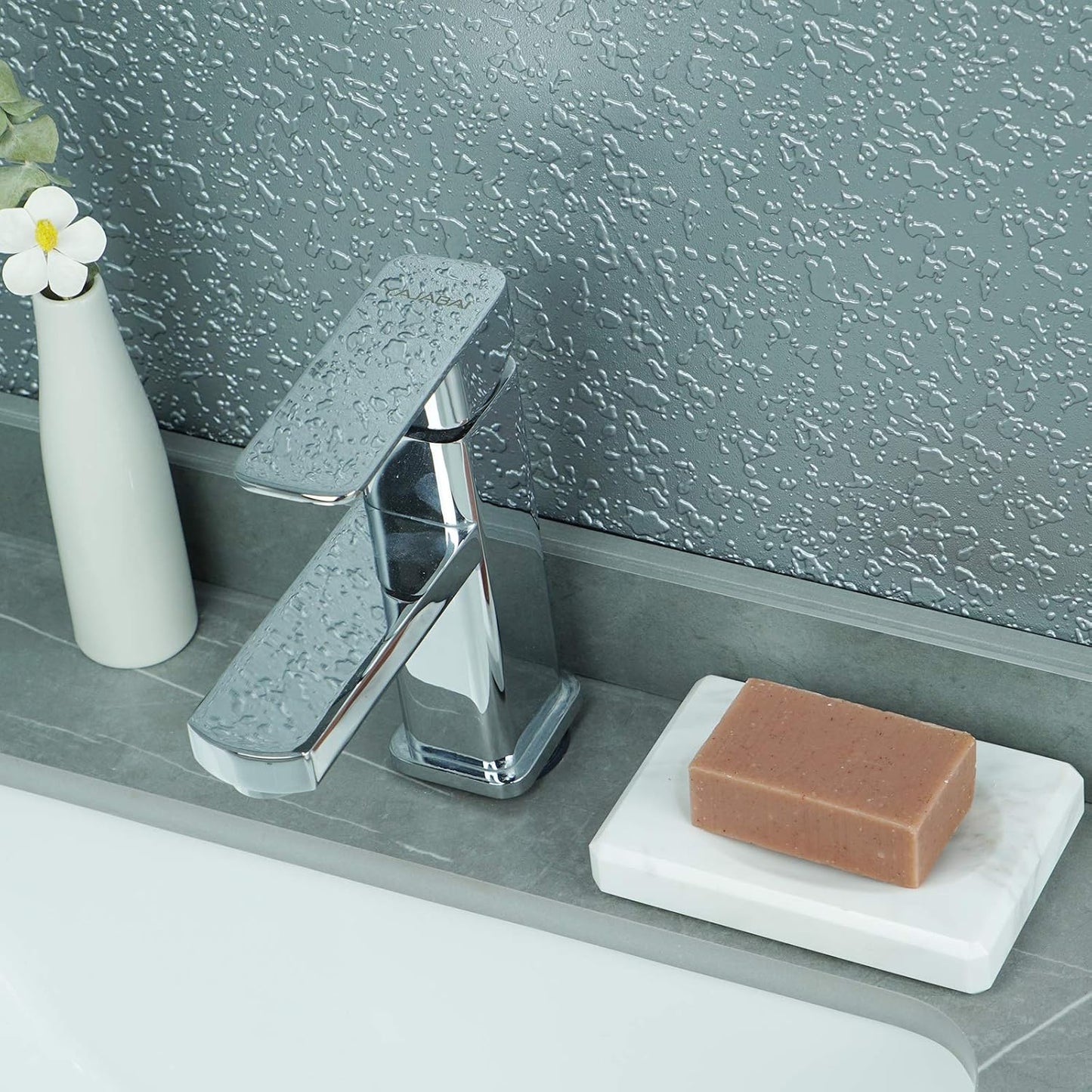 Soap Dish Tray Marble Soap Holder Trinket Plate / White