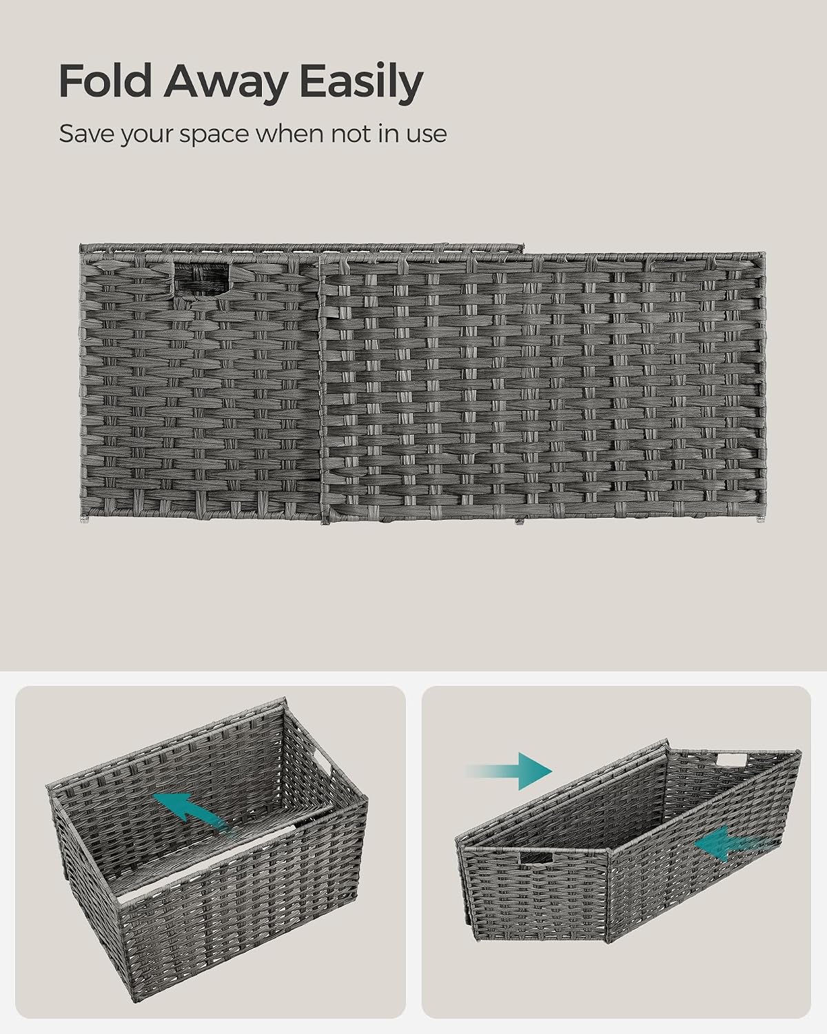 Metal Frame / Woven Blanket Storage Bin / 105 L / Gray