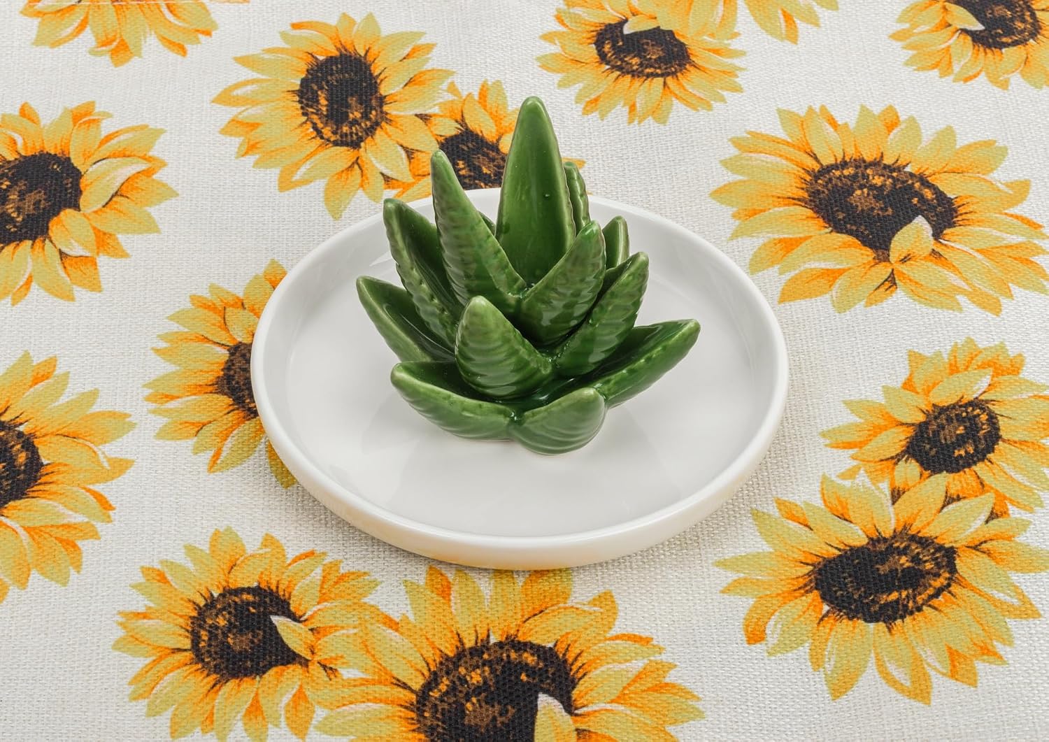 Ceramic Plant Decor Jewelry Dish Bracelet Earrings Necklace Tray for Birthday Gifts / Green