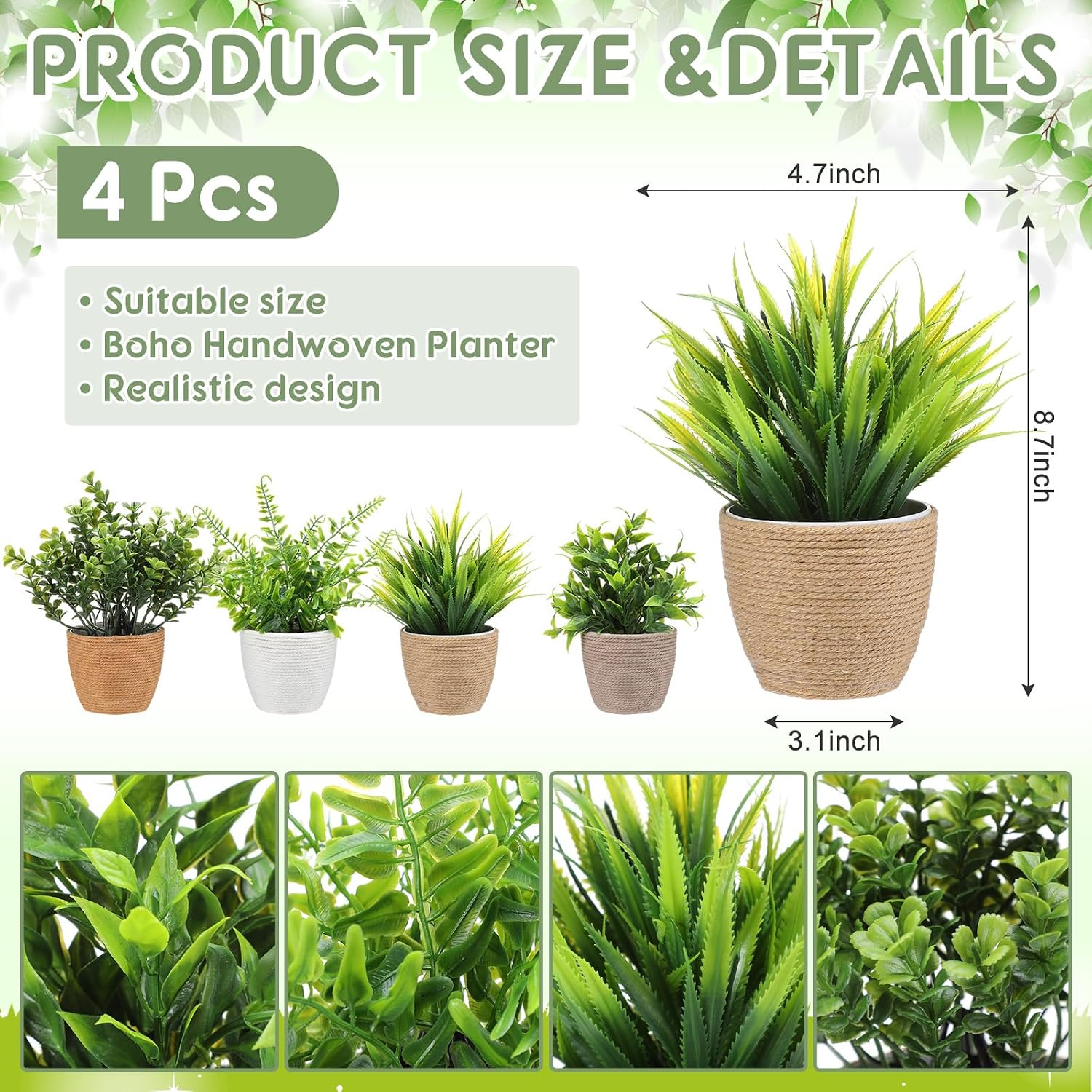 Boho Woven Artificial Plants / Set of 4