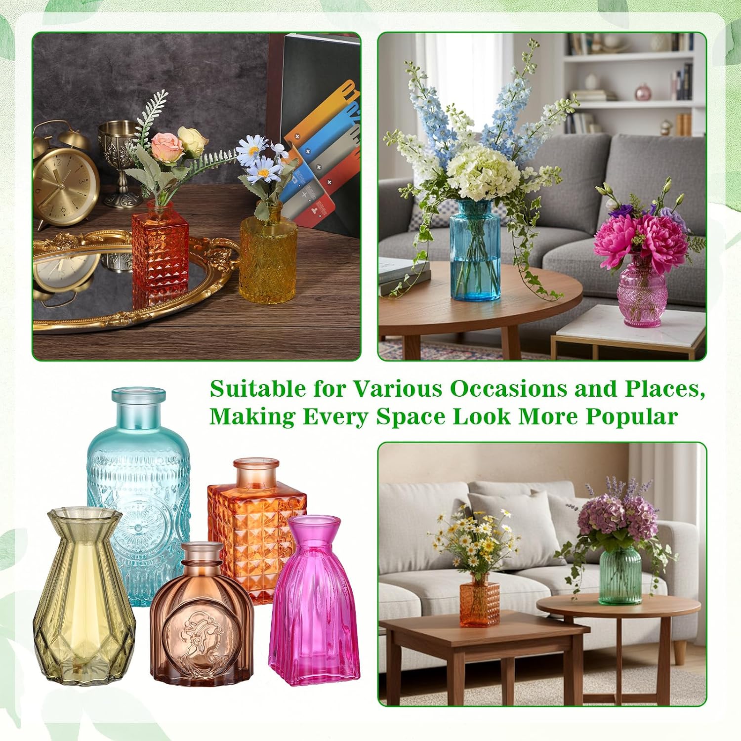 Colored Glass Bud Vases / Set of 12