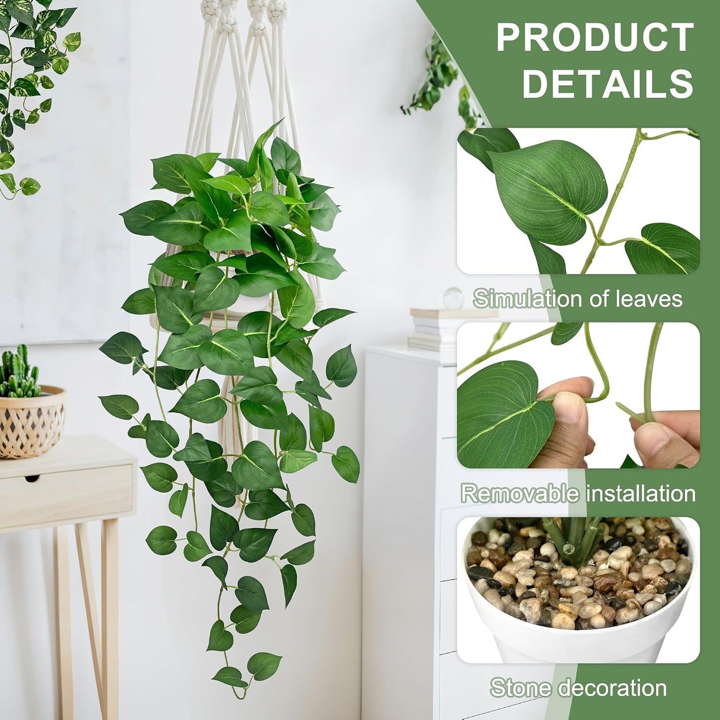 Artificial Hanging Plants ‘’ / Green and Yellow Green / 31.5 / Set of 2
