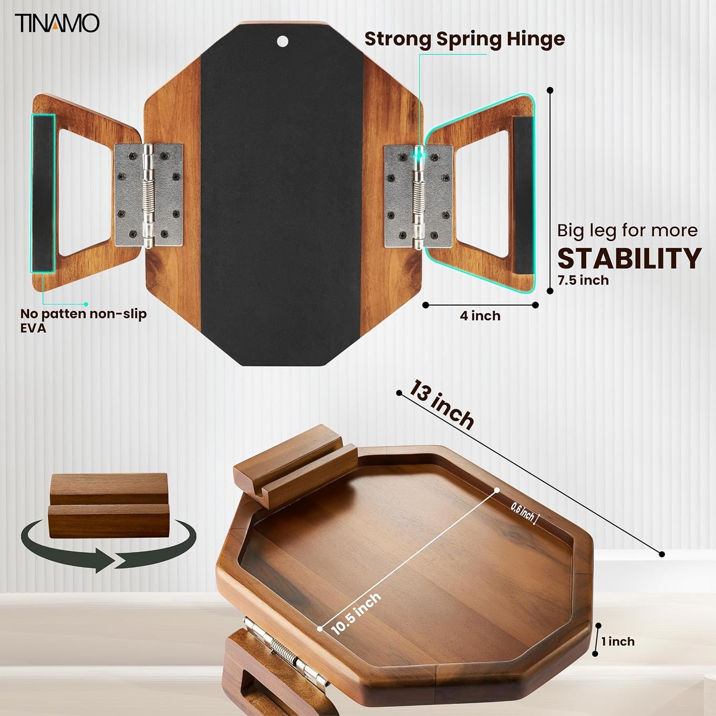 Clip on Tray / Acacia / Octagon Phone Holder