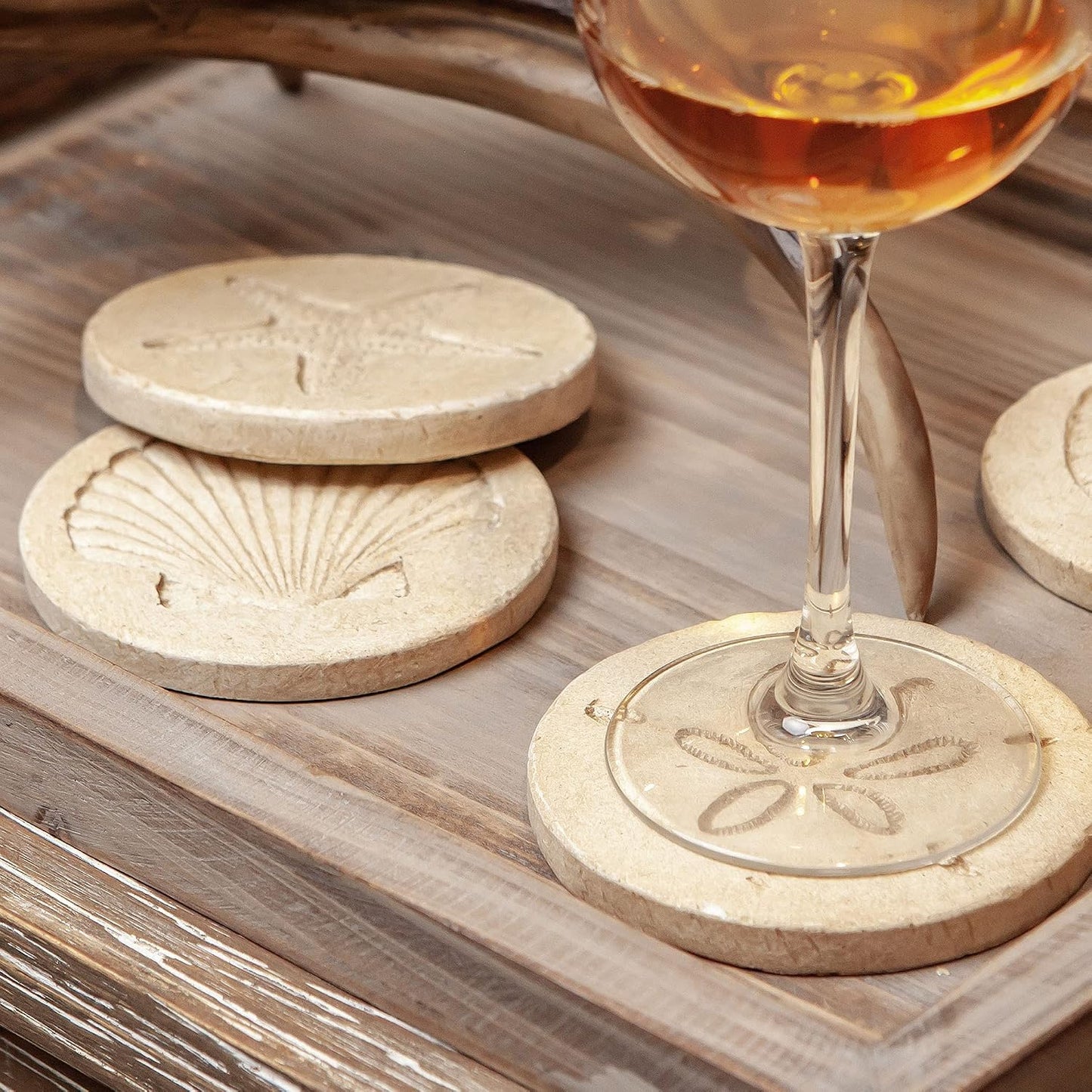 Nautical Outdoor Coasters / Seashell / Set of 4