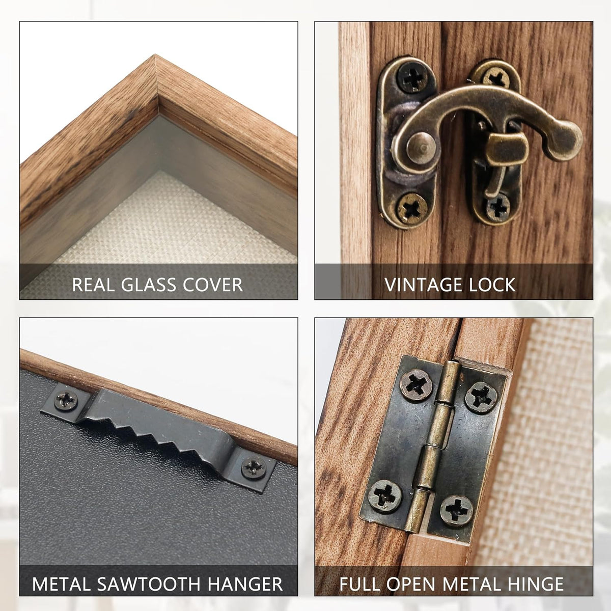 GraduationMall 16x20 Shadow Box Frame Solid Wood Glass Door Display Case with Linen Back and 6 Stick Pins,1.5 inches