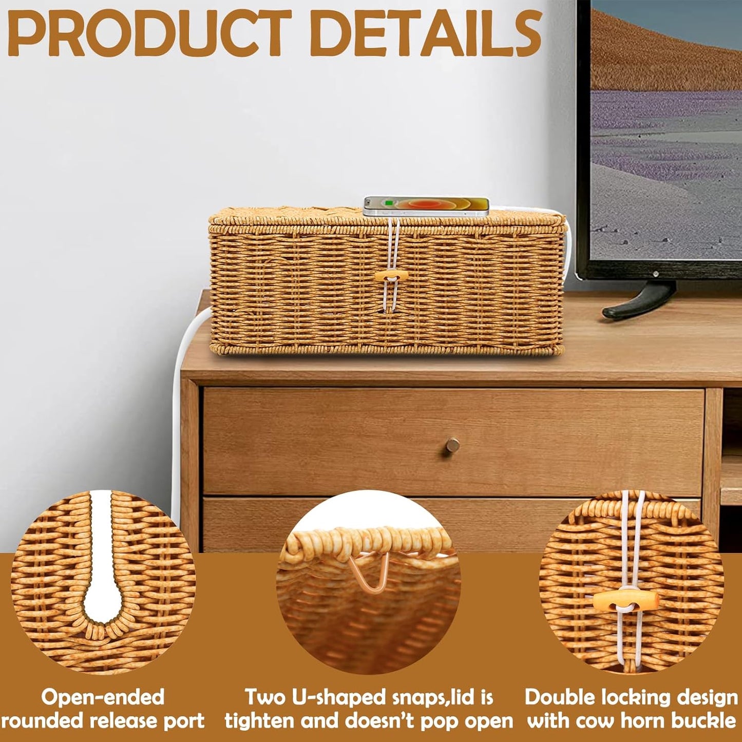 Handmade Rattan Cable Organizer / Set of 2
