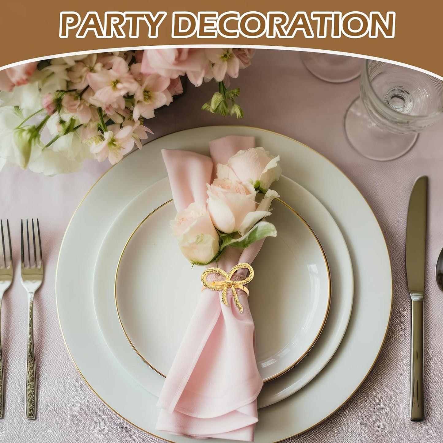50 Pcs Gold Napkin Rings Metal Napkin Holders Rings Bulk for Dining Anniversary Wedding Dinner Birthday Holiday Party