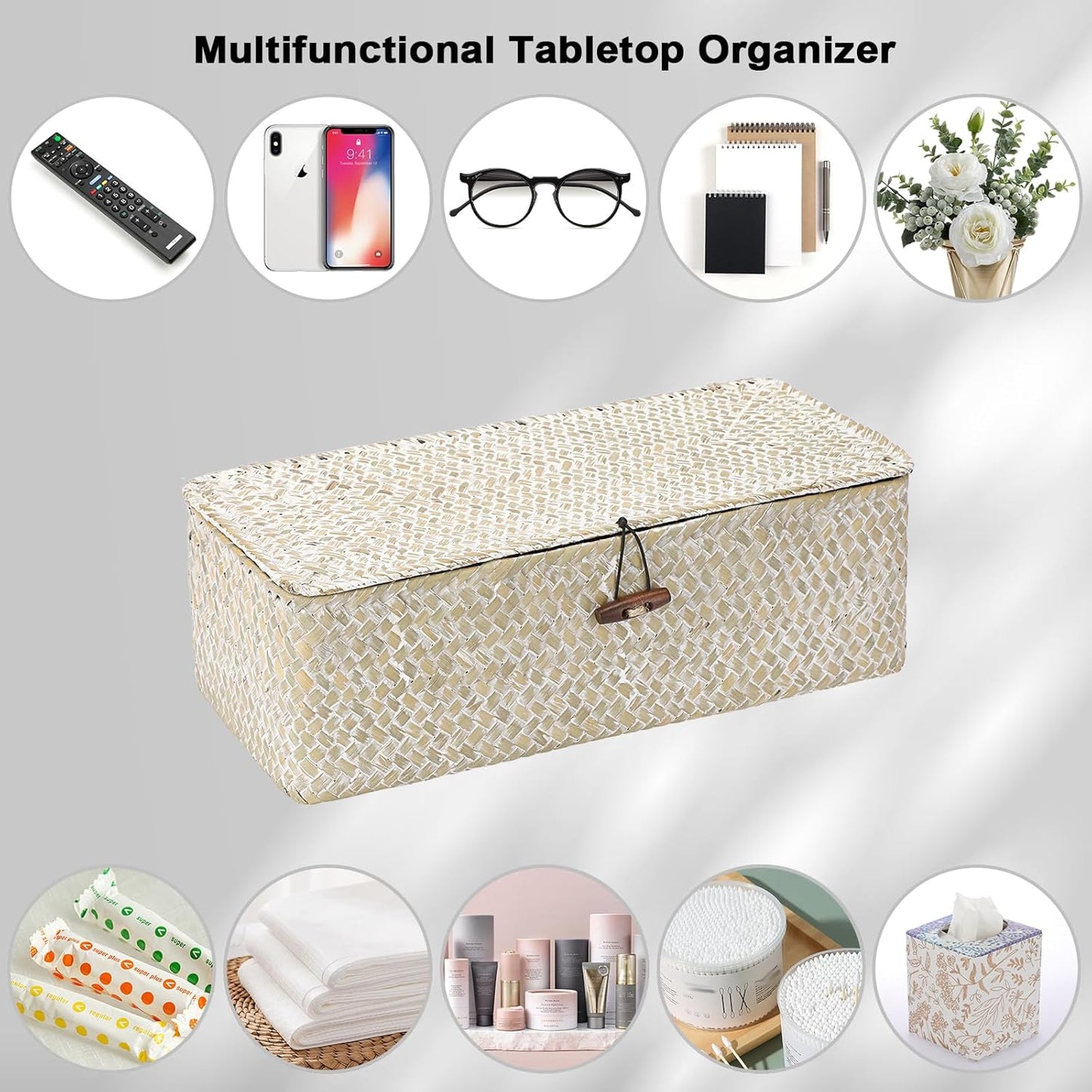 Small Woven Basket / Whitewash / Medium