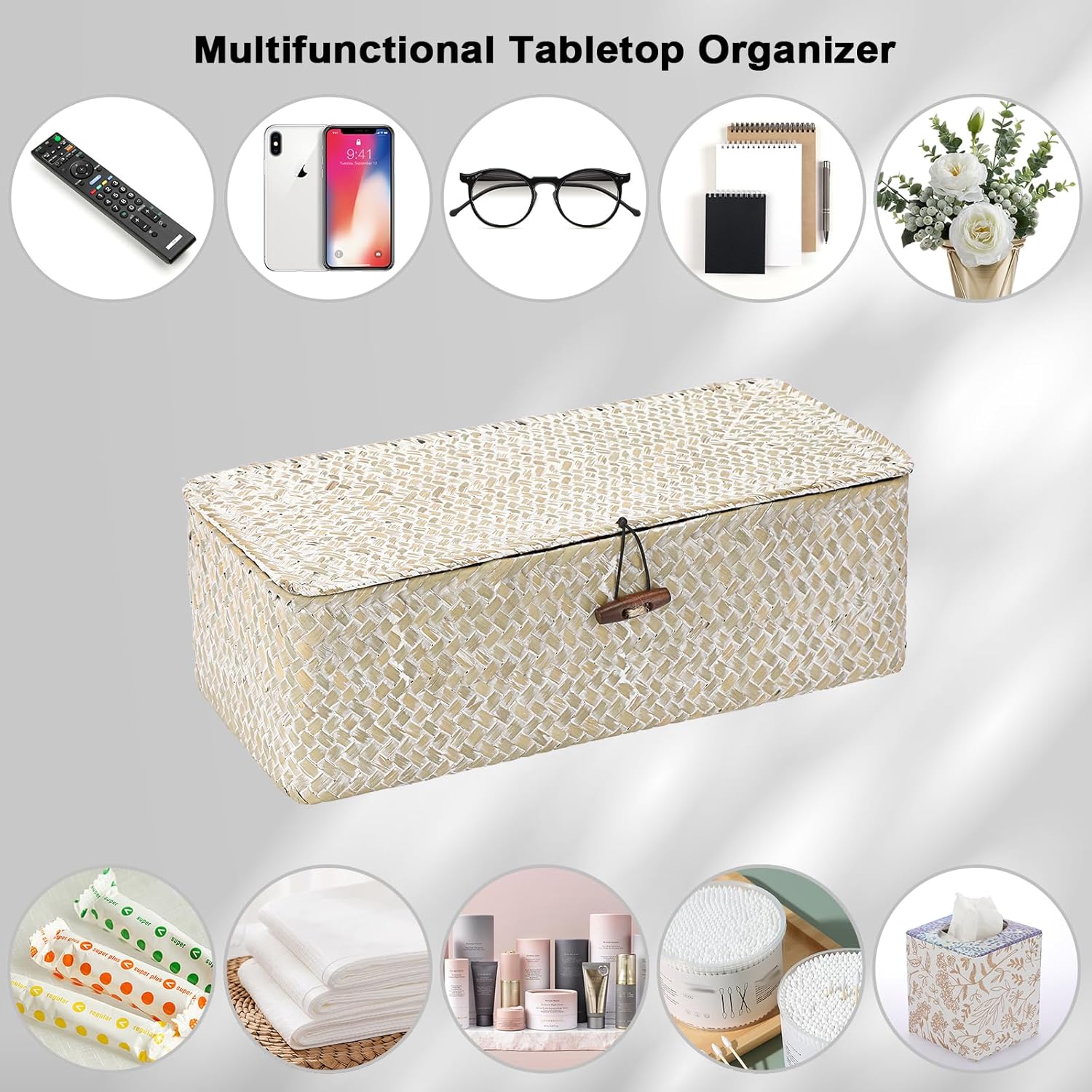 Small Woven Basket / Whitewash / Medium
