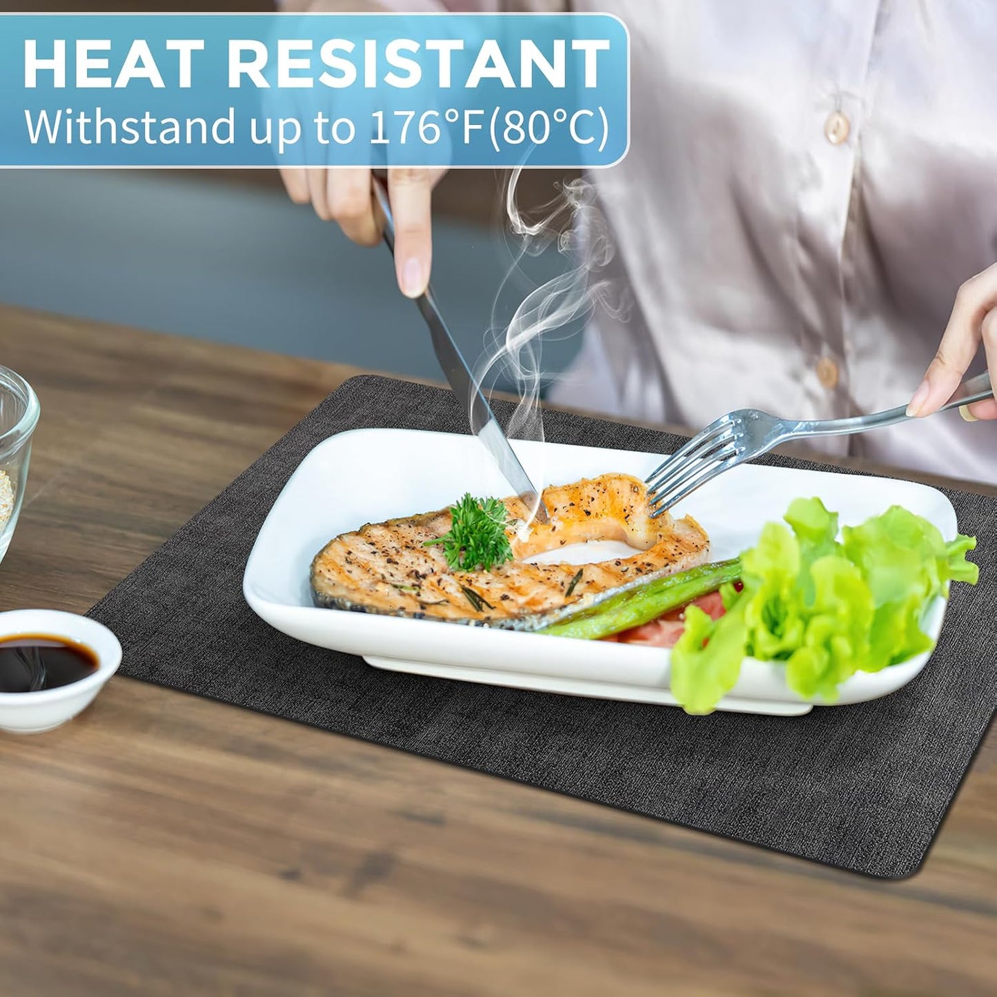 Placemats Set of 8 Washable, Heat Resistant Table Placemats Wipeable Faux Leather Place Mats Non Slip, Waterproof