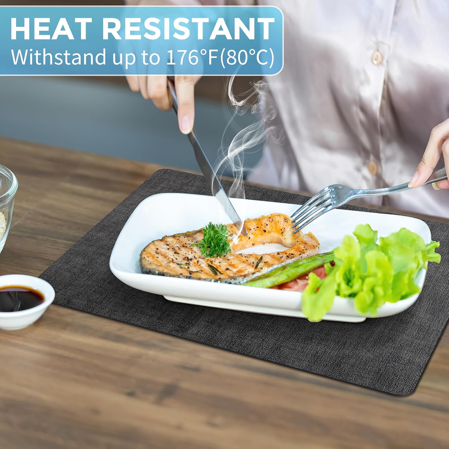 Placemats Set of 8 Washable, Heat Resistant Table Placemats Wipeable Faux Leather Place Mats Non Slip, Waterproof