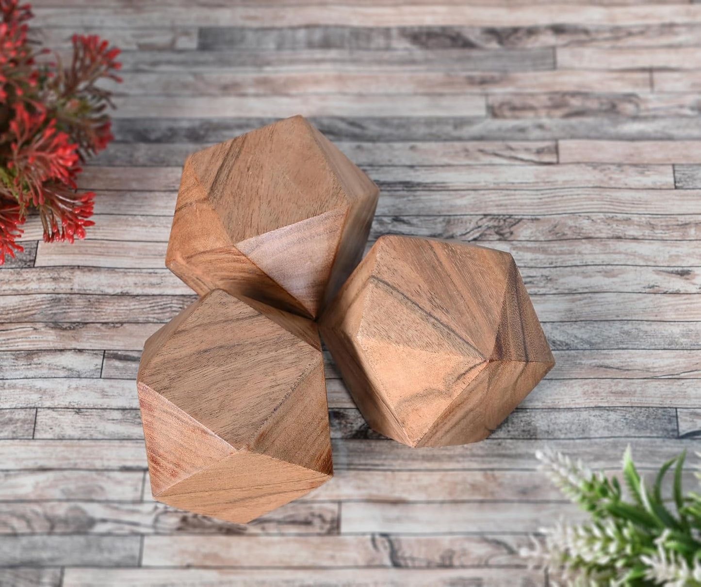 Acacia Wood Decorative Wood Ball for Centerpiece or Individual Use for Use in Living