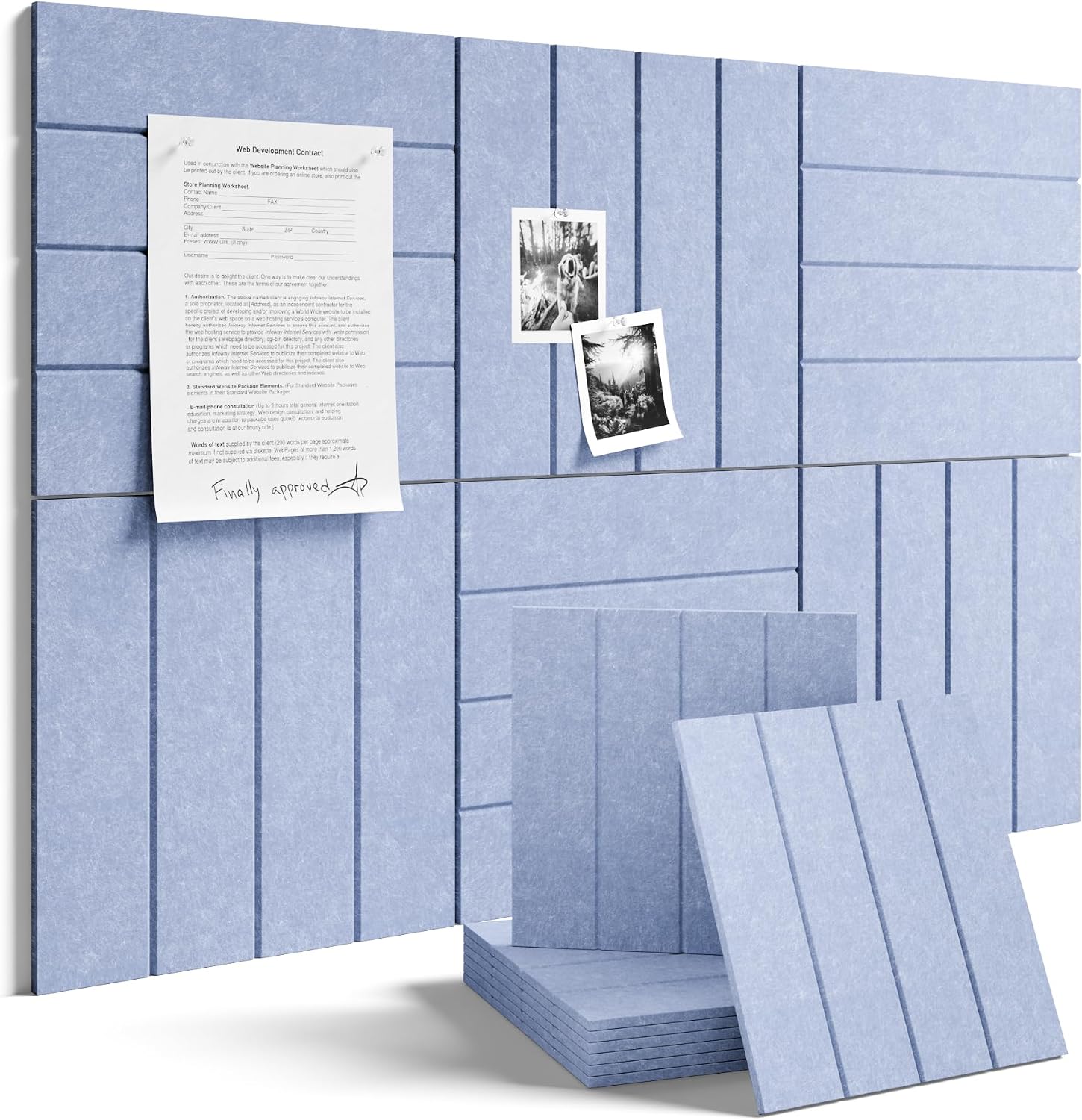 Fluxynara 36" x 24" Large Felt Bulletin Board, Soft Periwinkle