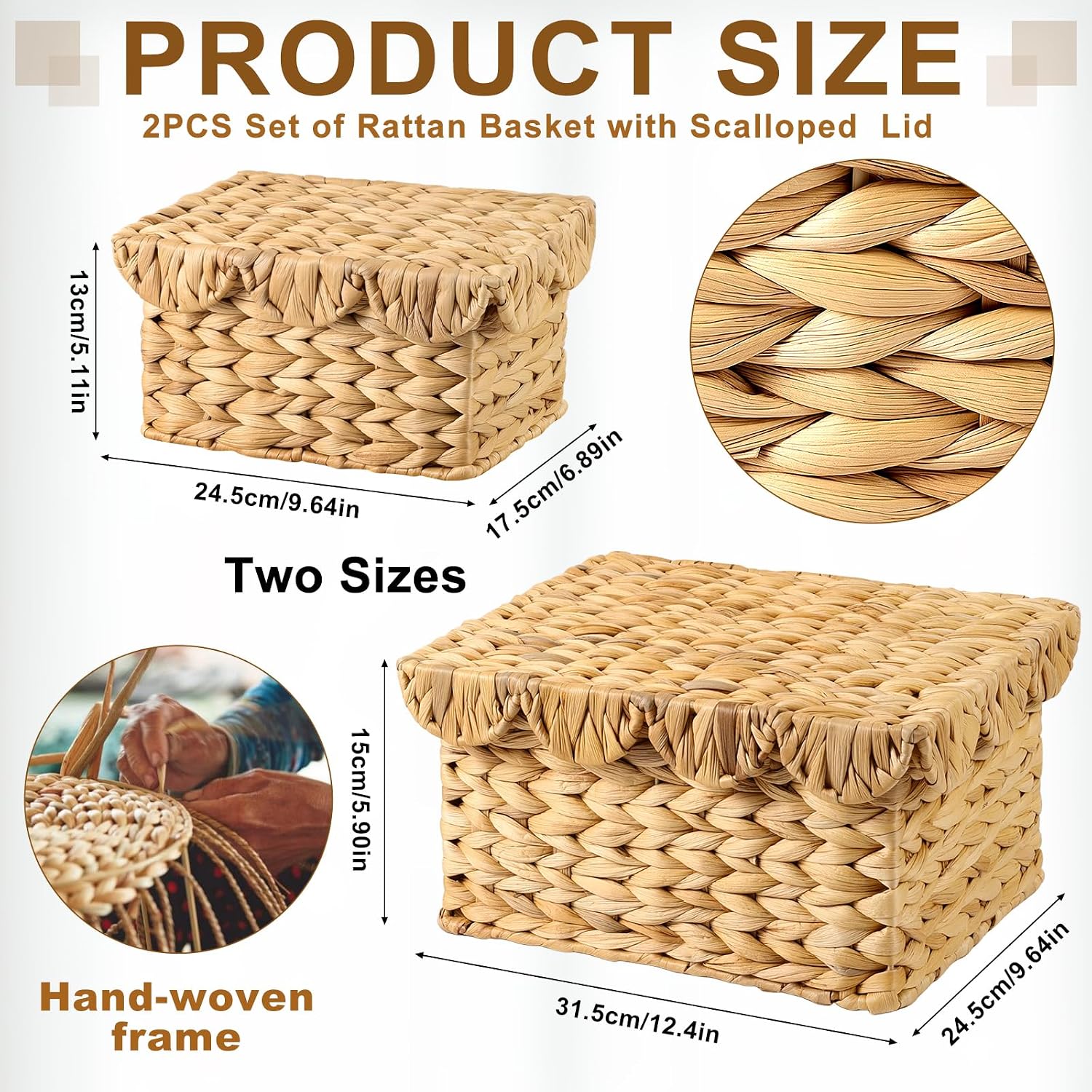 Rectangle Rattan Storage Basket / Set of 2
