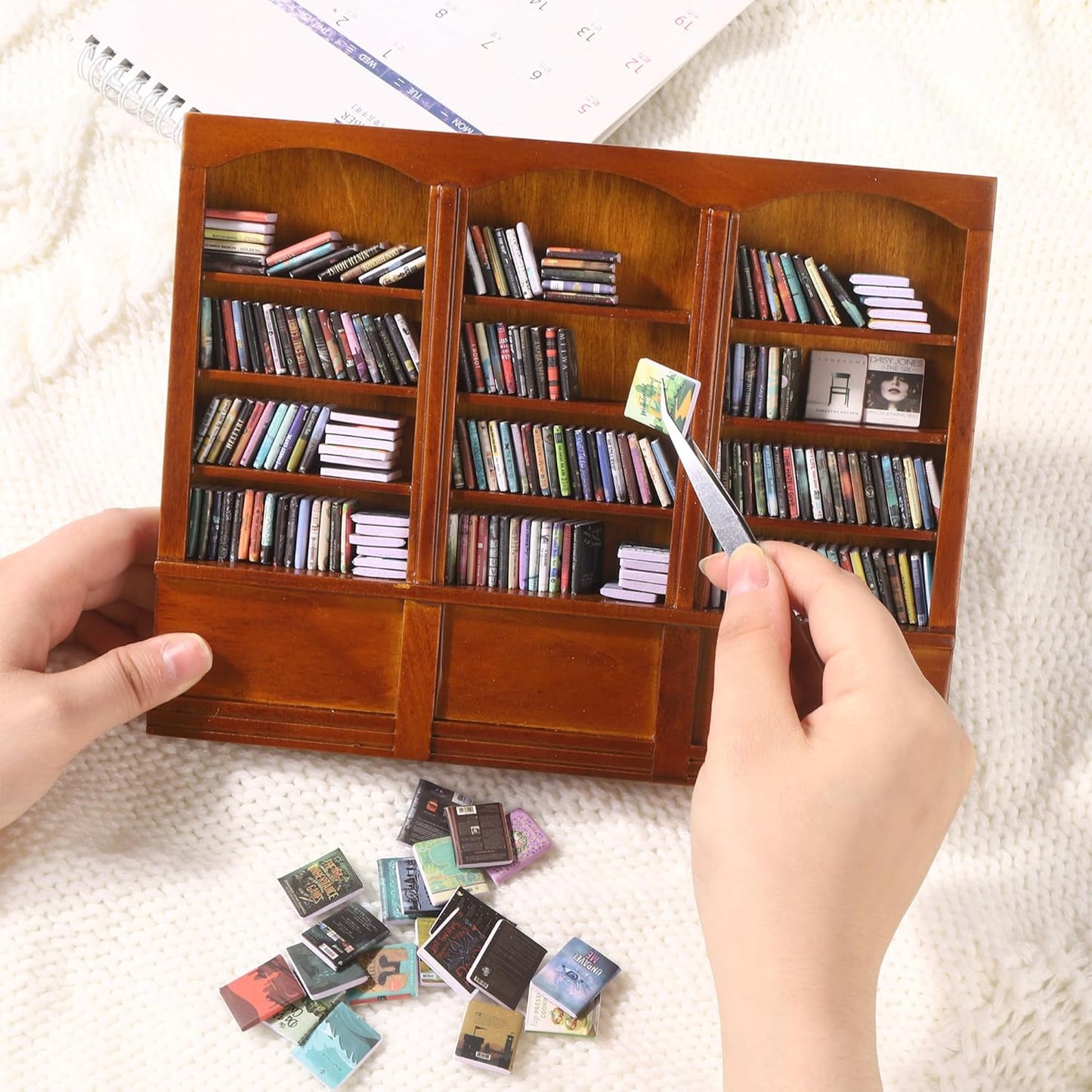 Mini Books Sofa Desk Plant Miniature Anxiety Bookshelf / Mini Books with Big Bookshelf / Set of 240