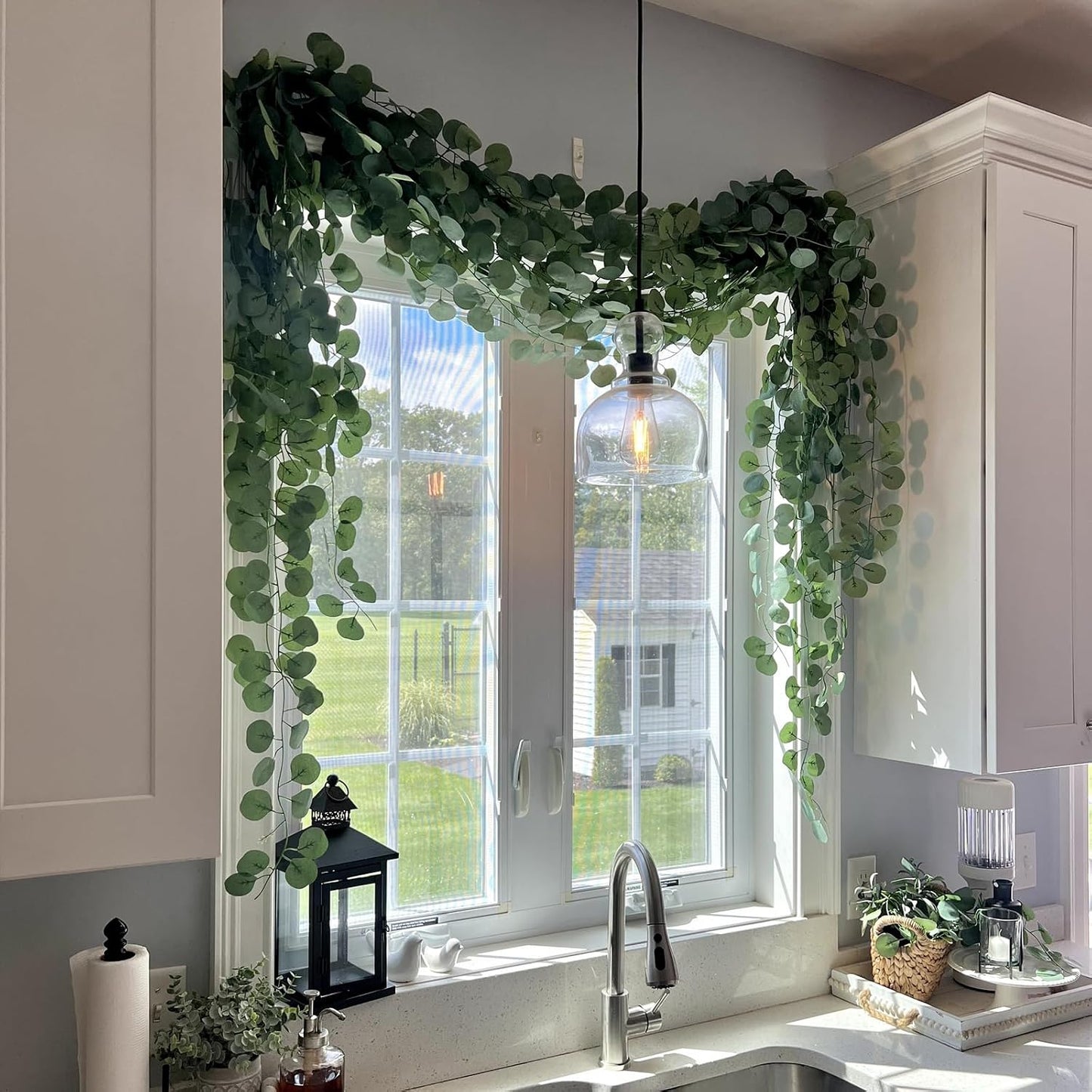Artificial Greenery Garland Faux Eucalyptus Leaves Table Vines / 168FT / Set of 24