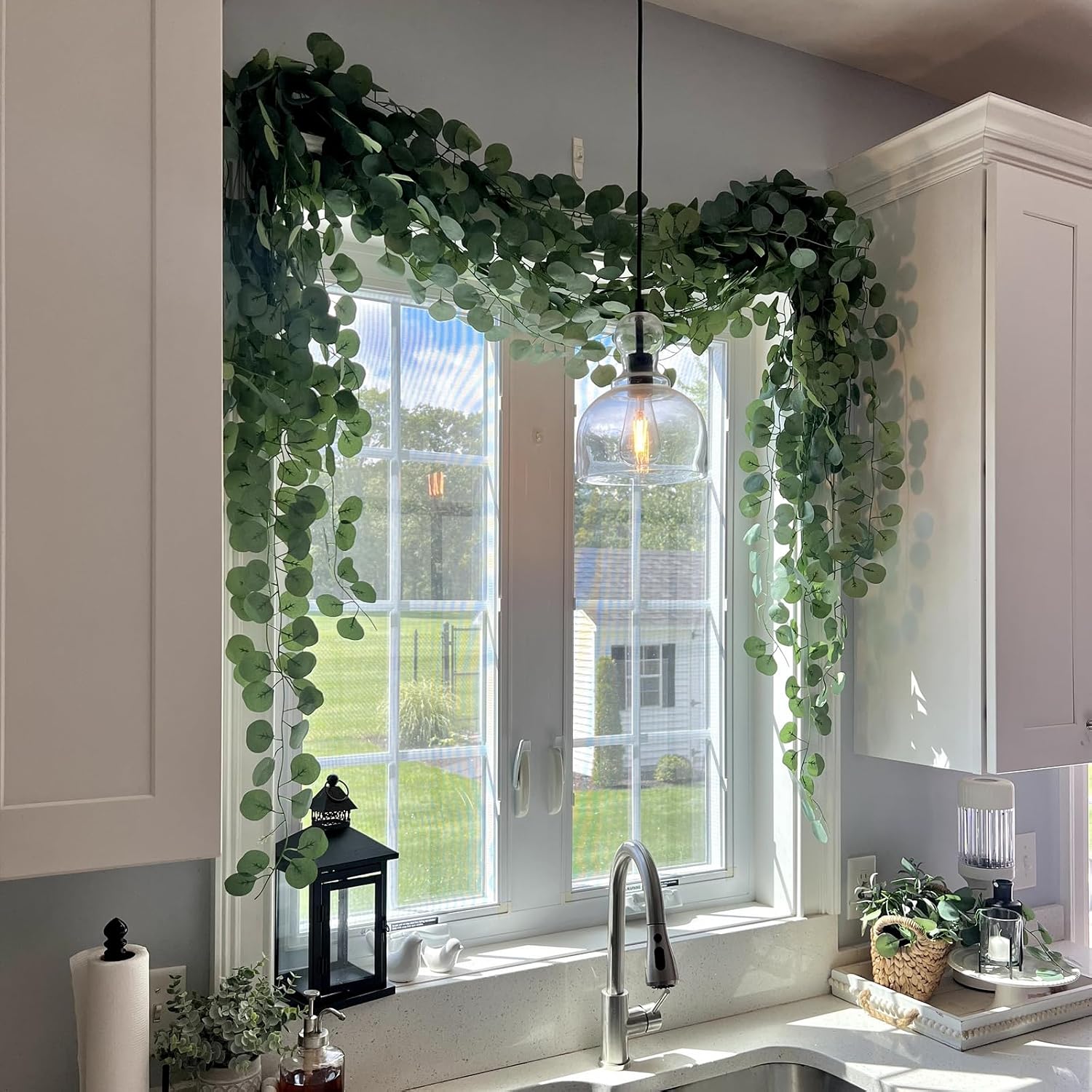 Artificial Greenery Garland Faux Eucalyptus Leaves Table Vines / 168FT / Set of 24