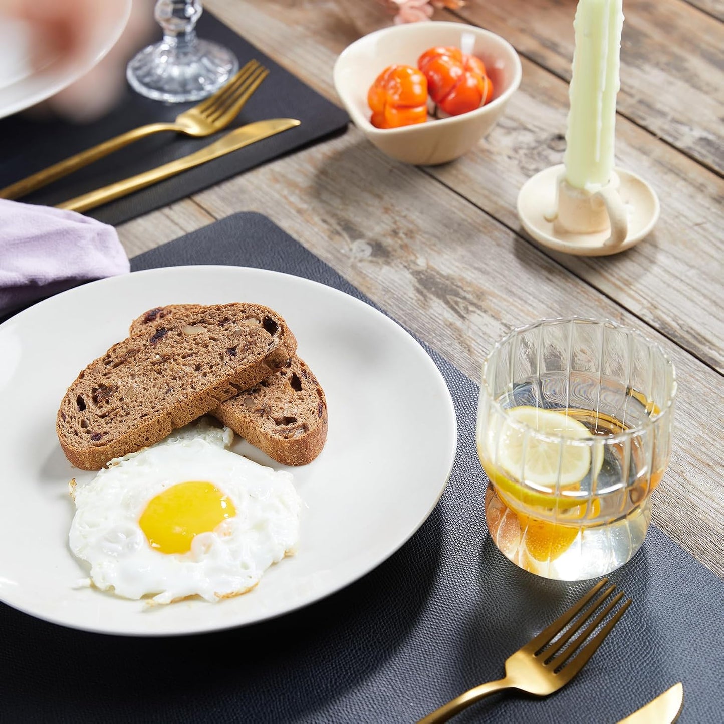 DOLOPL Black Placemats Set of 6, Faux Leather Place Mats, Modern Dining | Leather-look,Wipeable & Washable, Heat