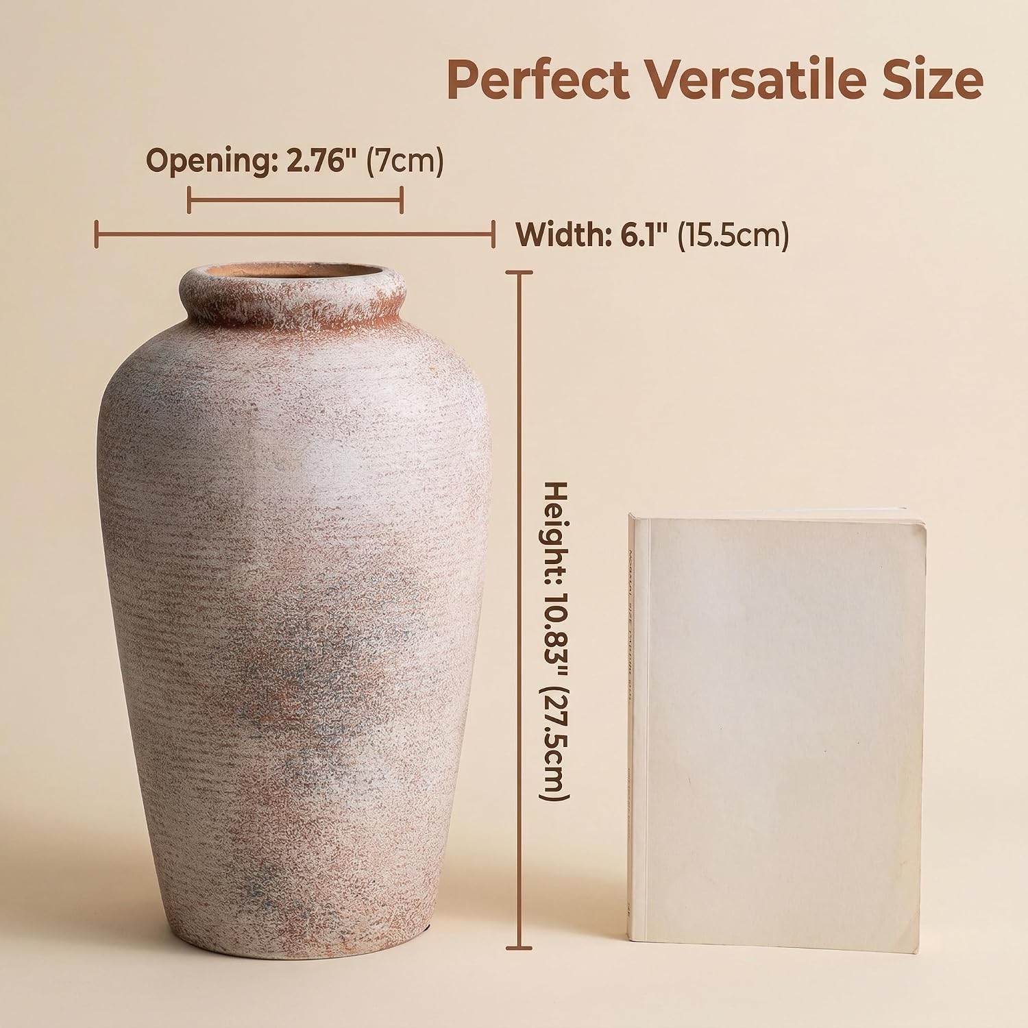 Rustic Farmhouse Vase / 101-terracotta / 10.8 Inch