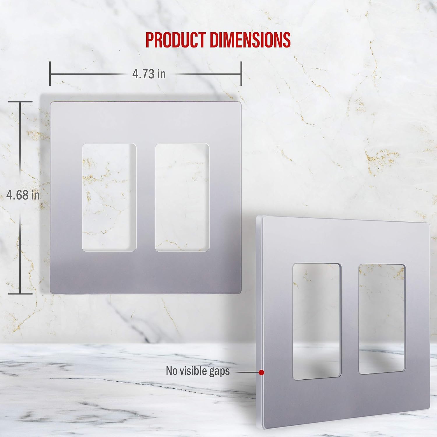 ENERLITES 2-Gang SIlver Screwless Decorator Wall Plate Outlet Cover, 10 Pack