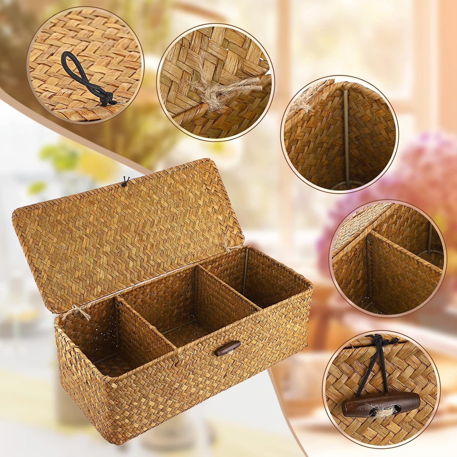 Seagrass Storage Basket Bin / Medium / Caramel