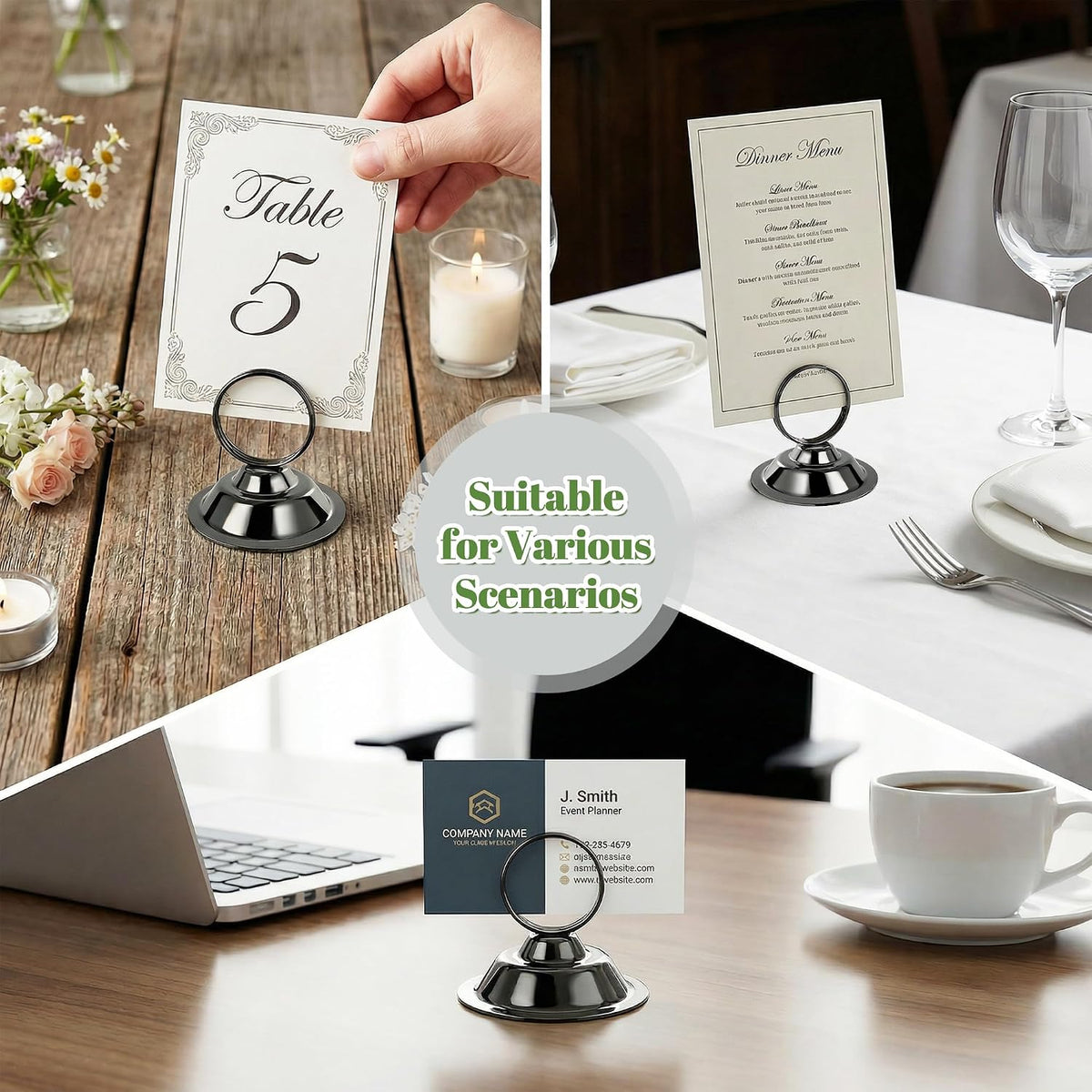 ERYTLLY 16 PK Place Card Holders Table Card Holder Steel Card Holders for Weddings,Birthdays,Photos, Memo Notes