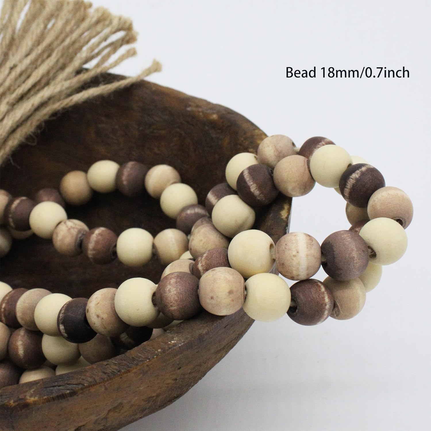 Farmhouse Decor Beads Wooden Bead Garland / Brown / 60 Inch