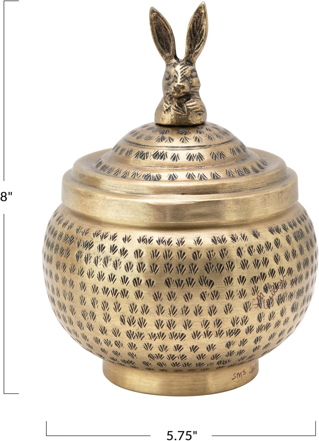 Round Hammered Metal Container / Rabbit