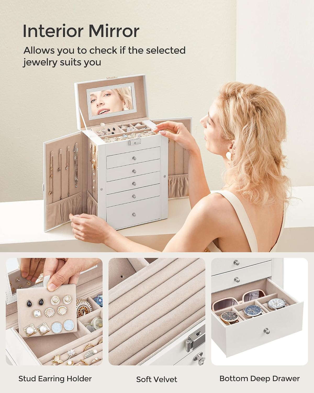6-Layer Jewelry Box Organizer / 6 Tier / White