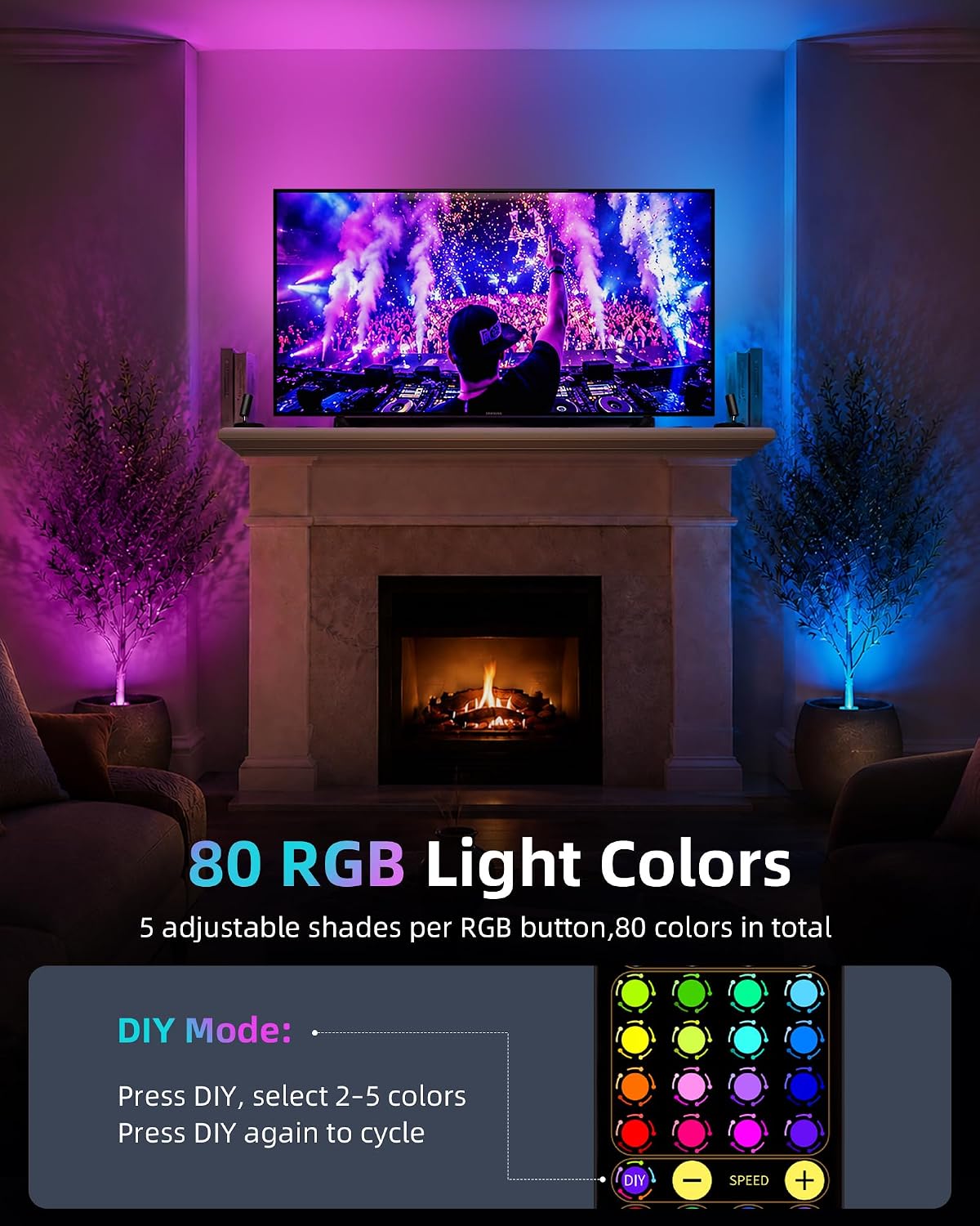 EZVALO RGB Indoor Spotlights, Accent Lights, Plant Uplights | 5000mAh Rechargeable, Color Changing, DIY Mode, Wireless