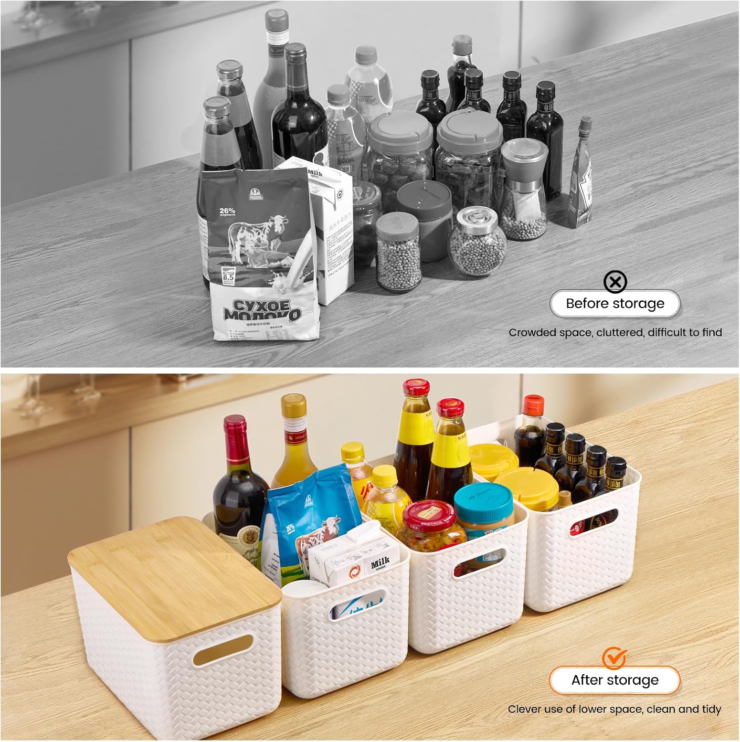 4 Packs Storage Bins / White