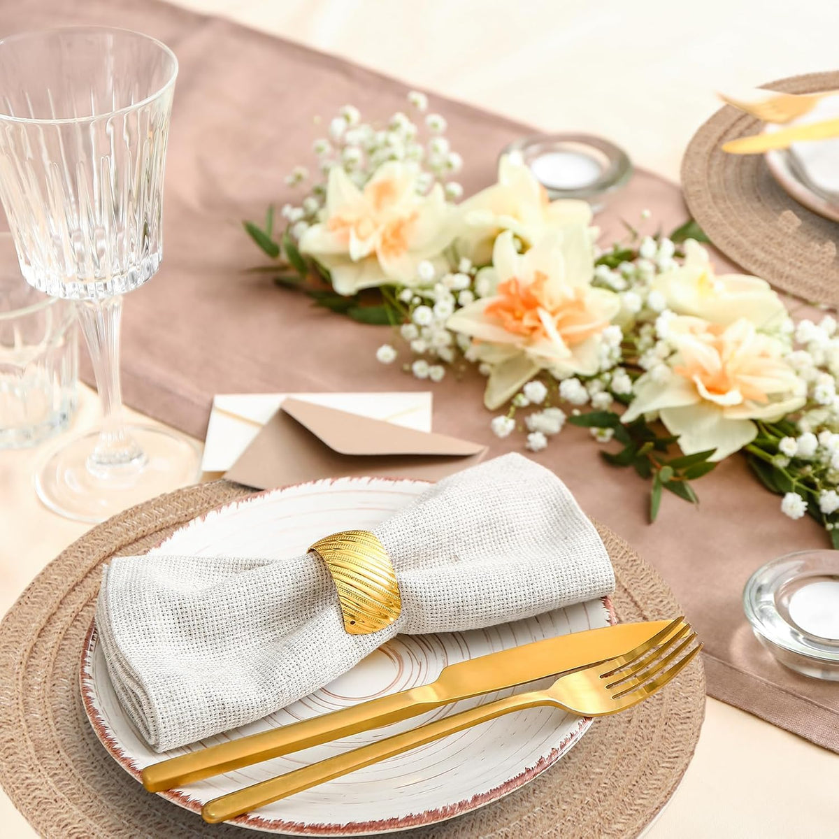 24 Pcs 13 Inch Round Burlap Woven Placemat Boho Jute Braided Charger Bulk Rustic Vintage Natural Brown Heat Resistant