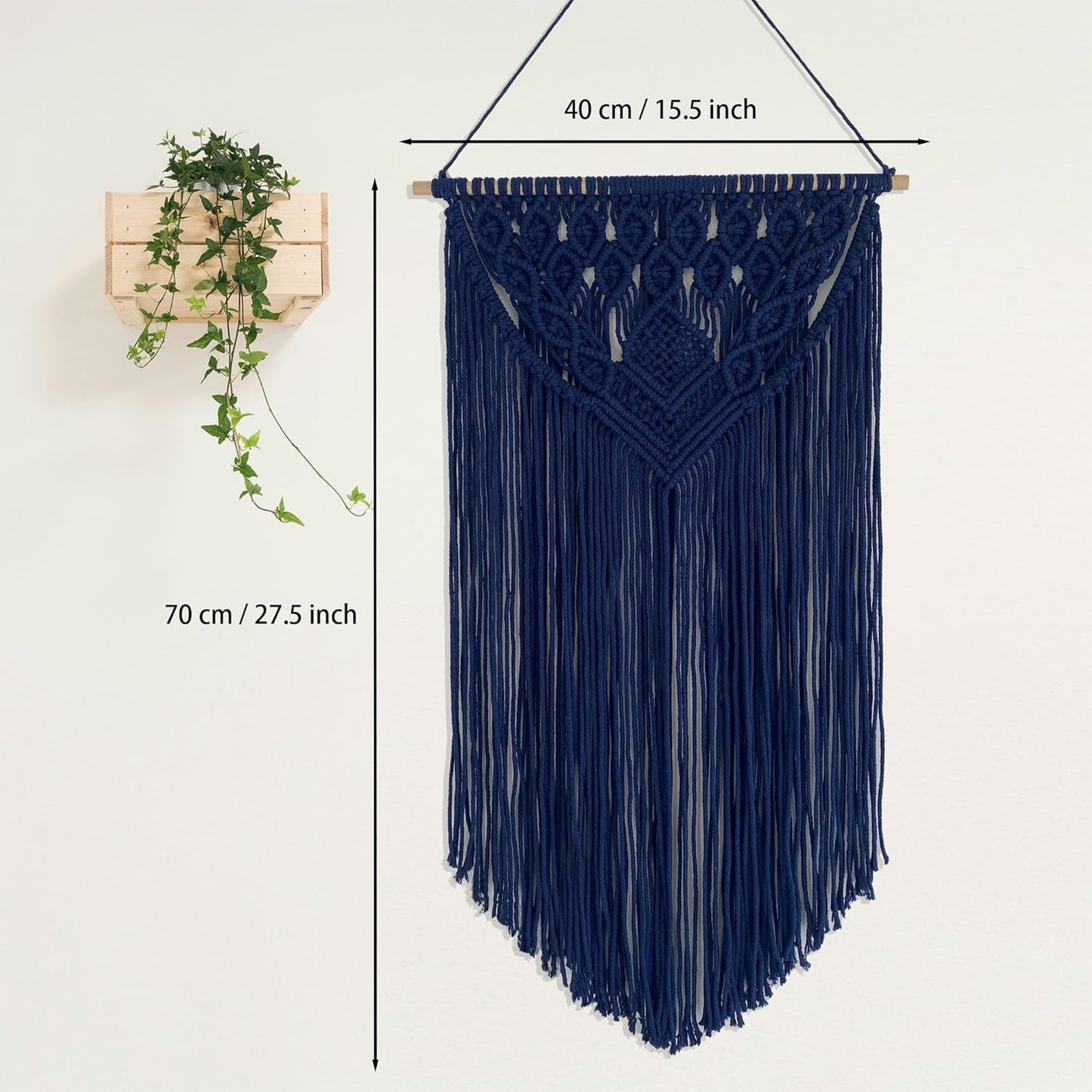 Macrame Wall Hanging Boho Woven Tapestry Home Decor / Navy