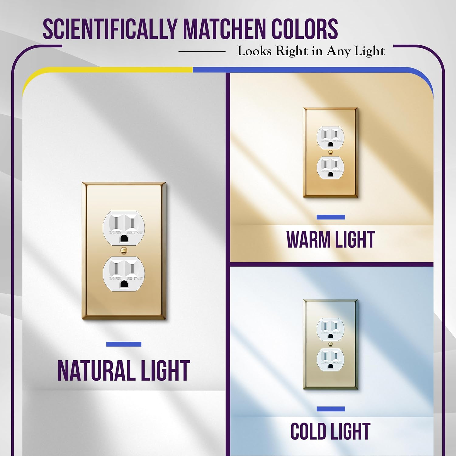 ENERLITES Duplex Receptacle Metal Wall Plate, Stainless Steel Outlet Cover, Corrosion Resistant, Size 1-Gang 4.50" x