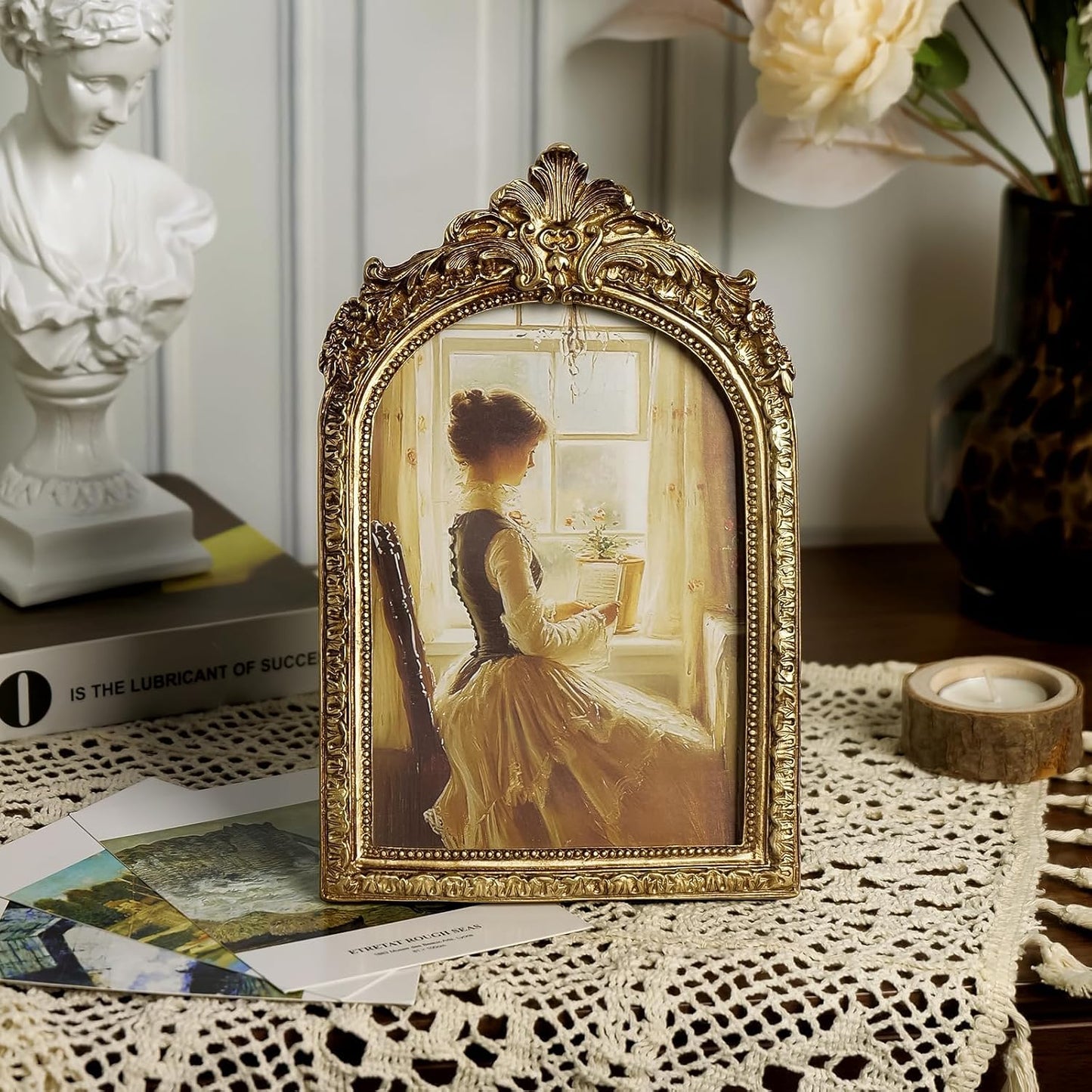Vintage Picture Frames Gold Frame / Gold Arch / 5 x 7