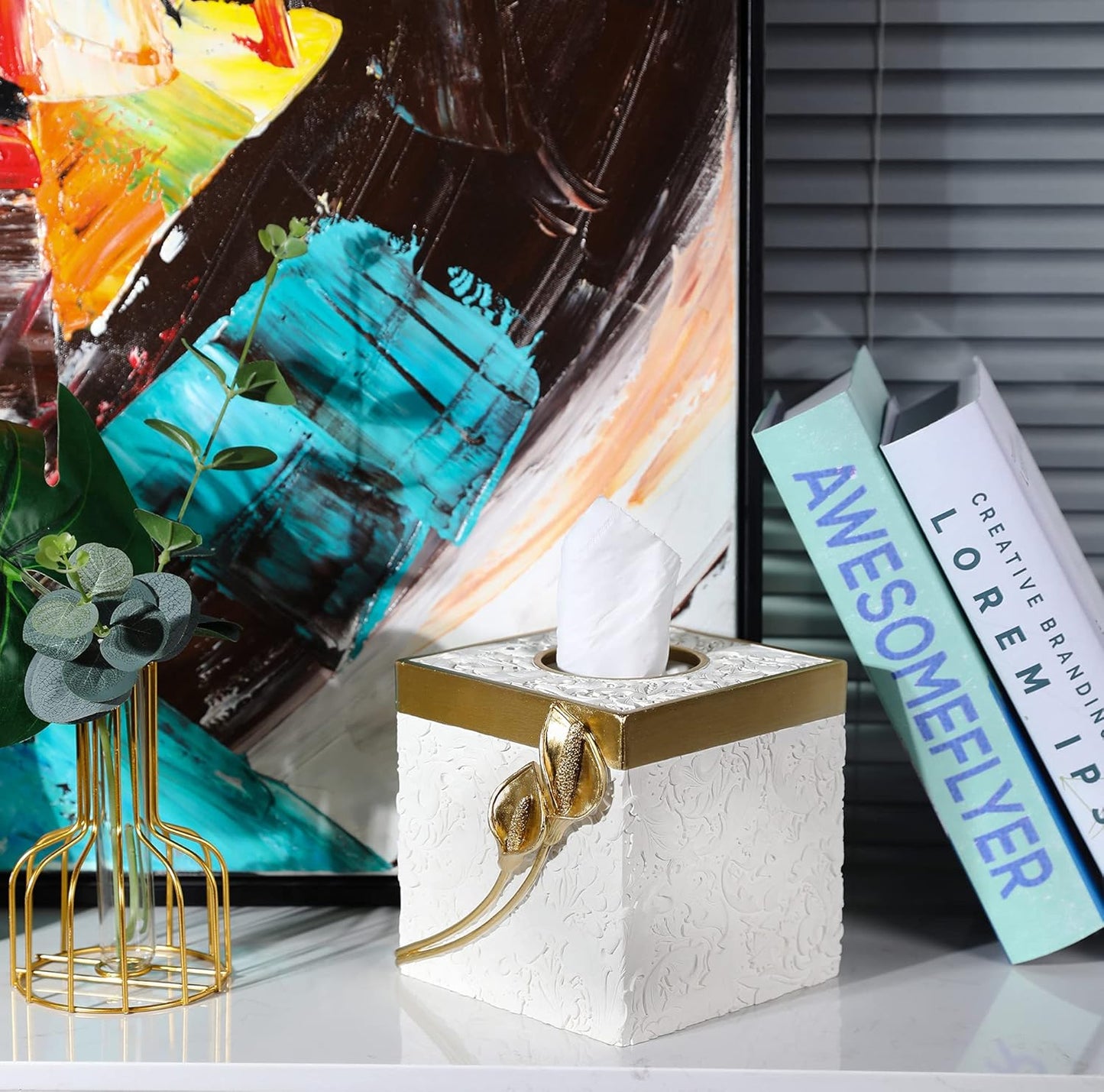 Modern Square Tissue Box Cover Holder / Common Callalily