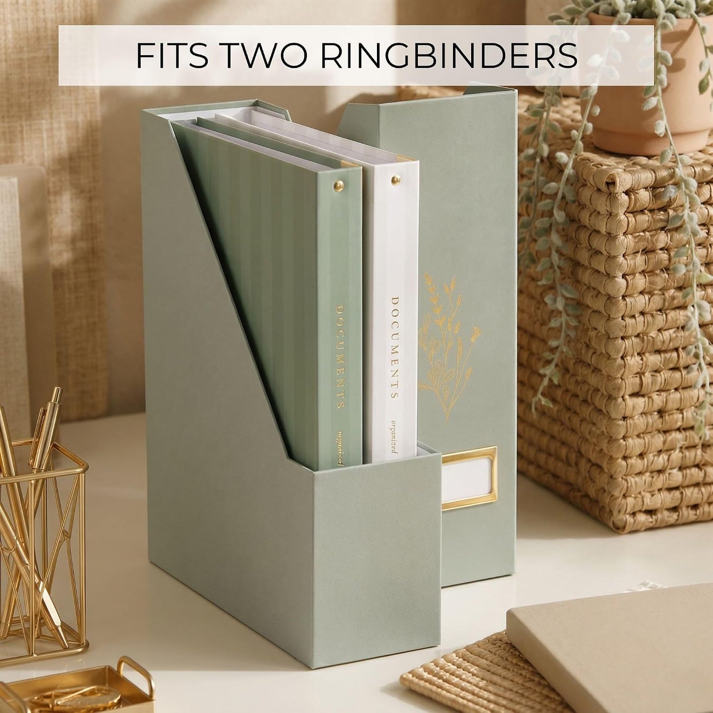 Beautiful Magazine Holder Set Of 3 - Sturdy File Holder for Desk Or Shelves | The Perfect Office Storage to