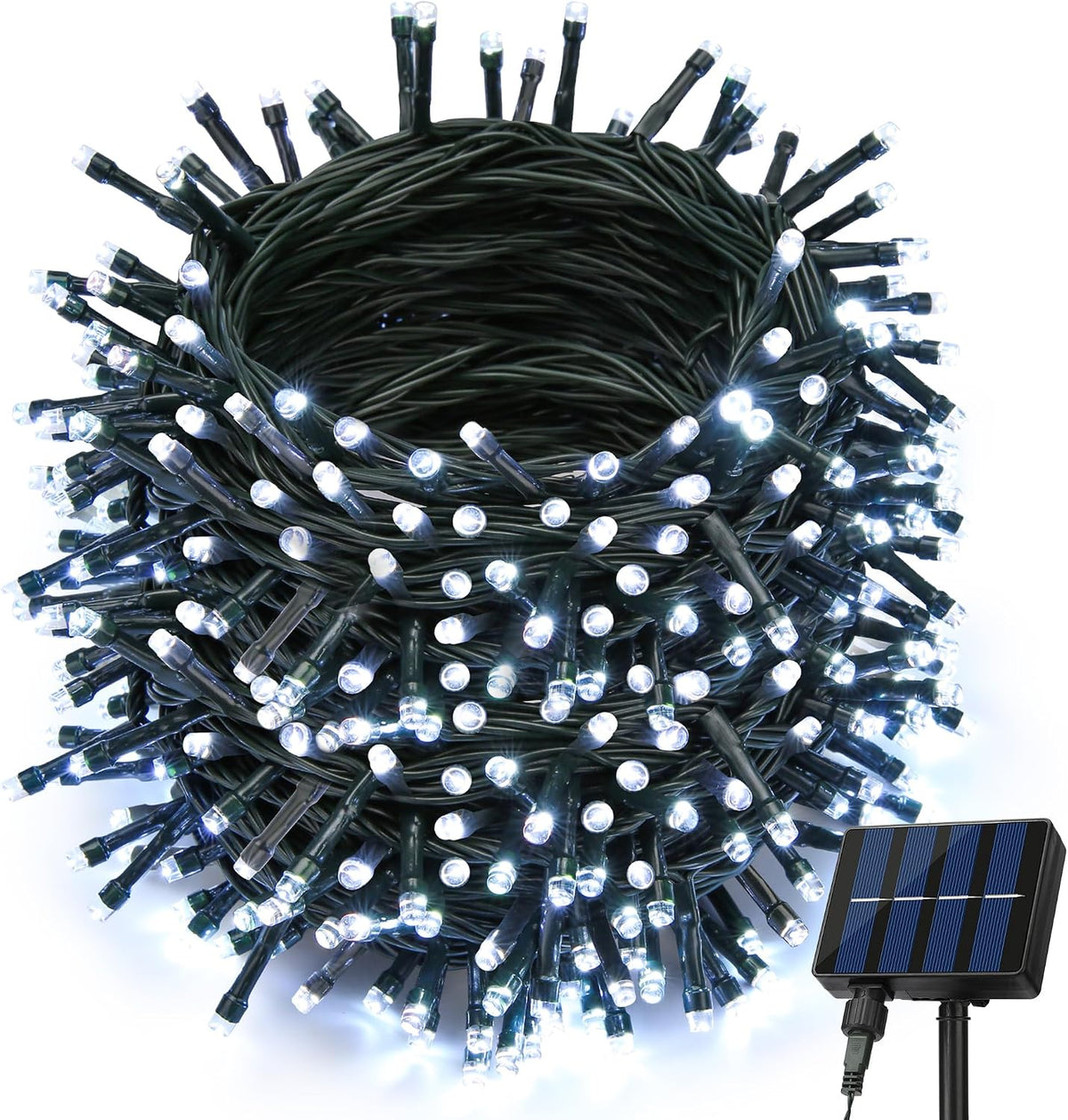 Joomer Solar Christmas Lights Outdoor, 105FT 300LED 8 Modes, White