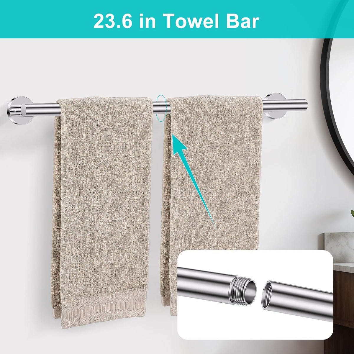 Polished Chrome Towel Bar Bathroom Hardware Accessories Set, 5 Pieces Toilet Paper Holder Towel Racks Set for Bathroom