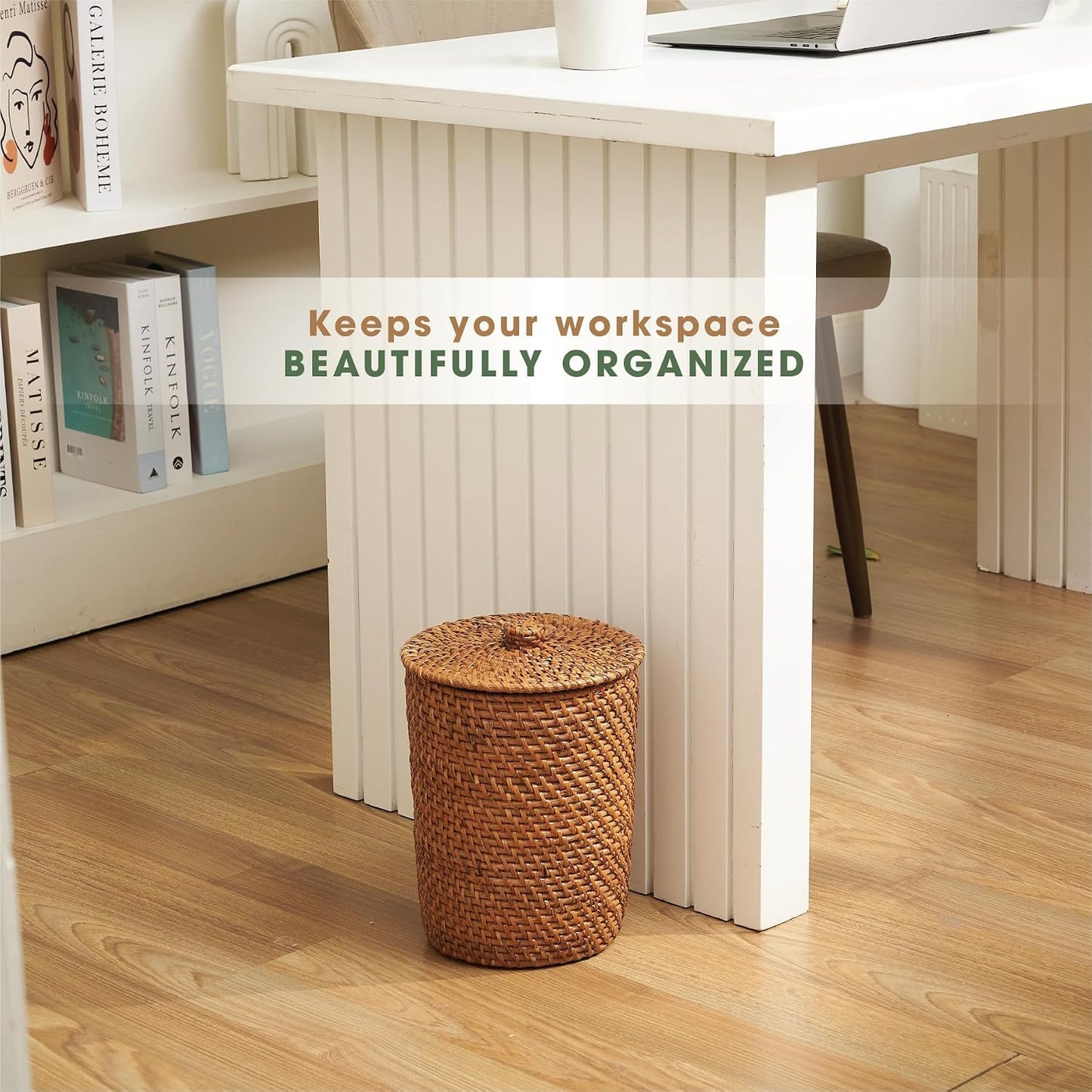 Wicker Trash Can / Brown / 2 Gallon