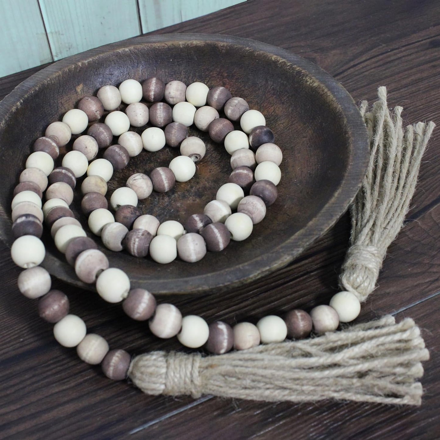 Farmhouse Decor Beads Wooden Bead Garland / Brown / 60 Inch