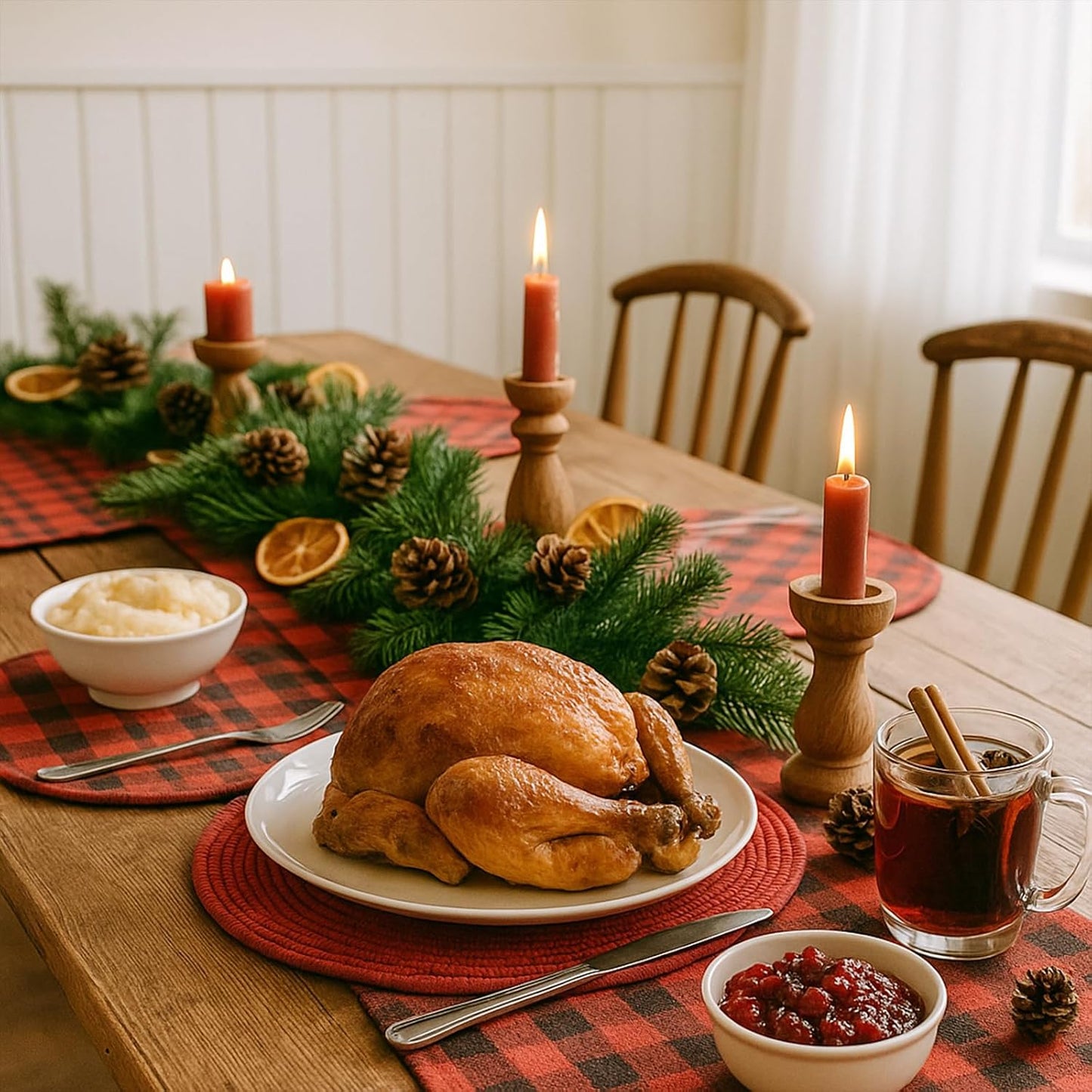 Aertiavty 8 Pack Round Woven Placemats for Christmas 13.5 Inches Red Heat Resistant Placemats Farmhouse Cotton Rope