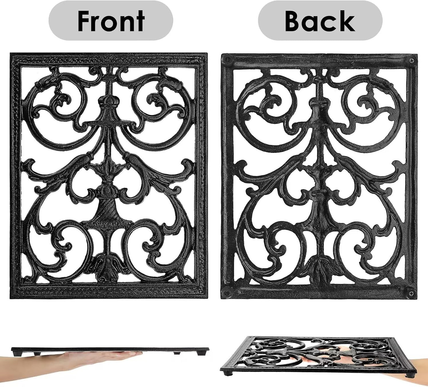 Sumnacon Extra Large Trivets for Hot Dishes,14.9 x 12 Inch Cast Iron Trivet with Rubber Feets,Heat Resistant Trivets