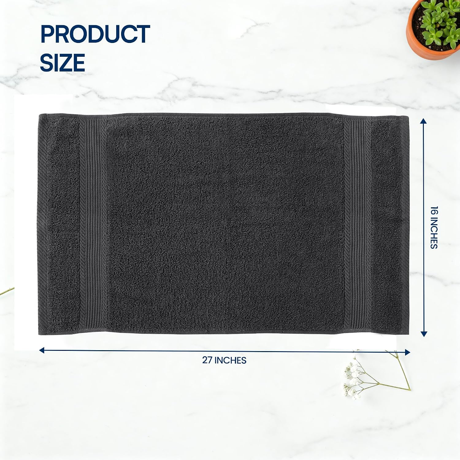 Linteum Textile Supply Premium 16x27 Inch Black Hand Towel – 100% Cotton Zero Twist Towels | Absorbent, Quick Dry