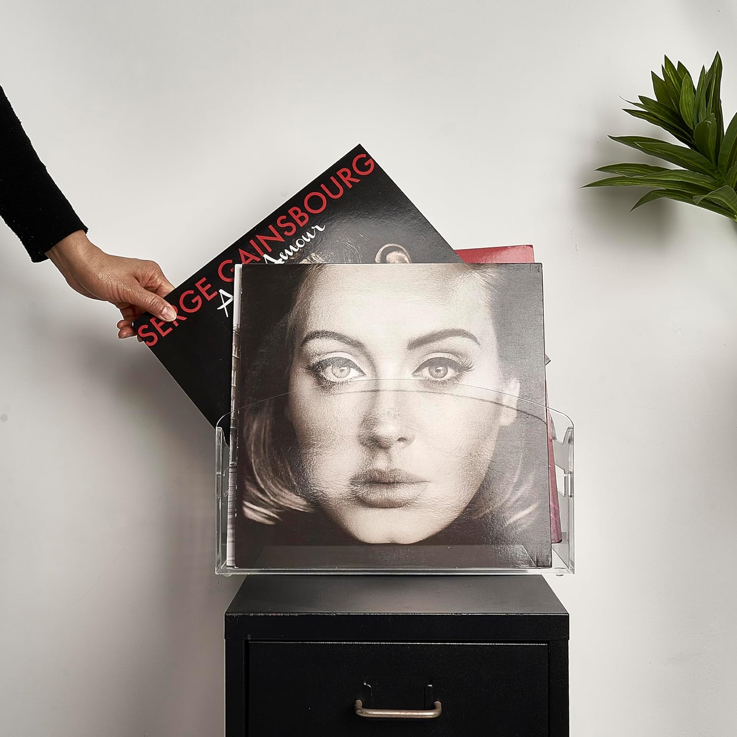 Acrylic Record Holder 5MM – Clear Vinyl Storage Box with Handles | 5mm thick acrylic–40% thicker than flimsy racks