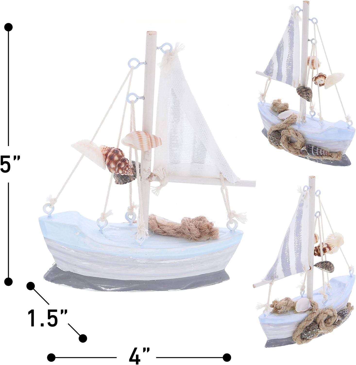 Mini Moonlight Wooden Sailboat Decor